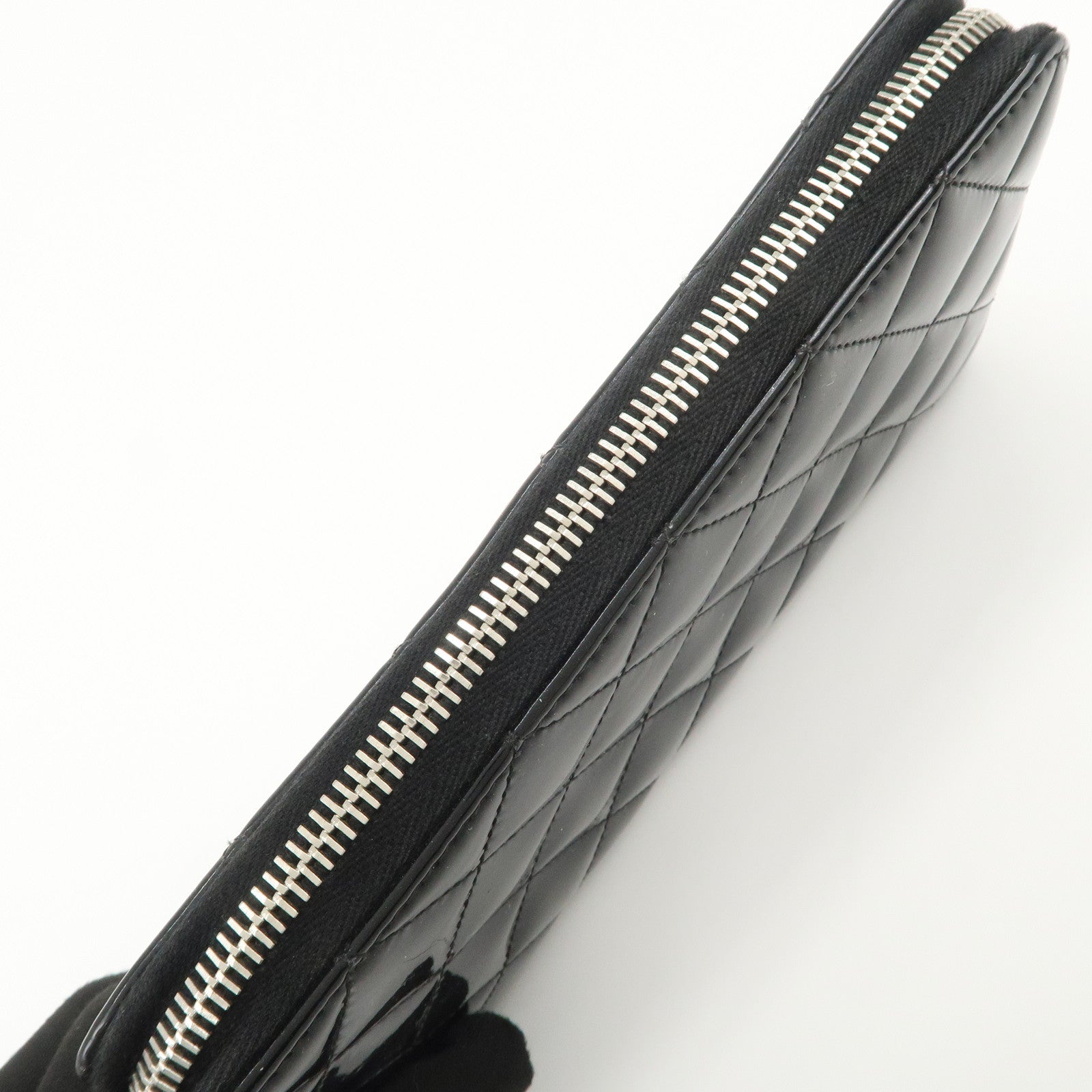 CHANEL COCO Mark Brilliant Matelasse Zippy Long Wallet Black A50106