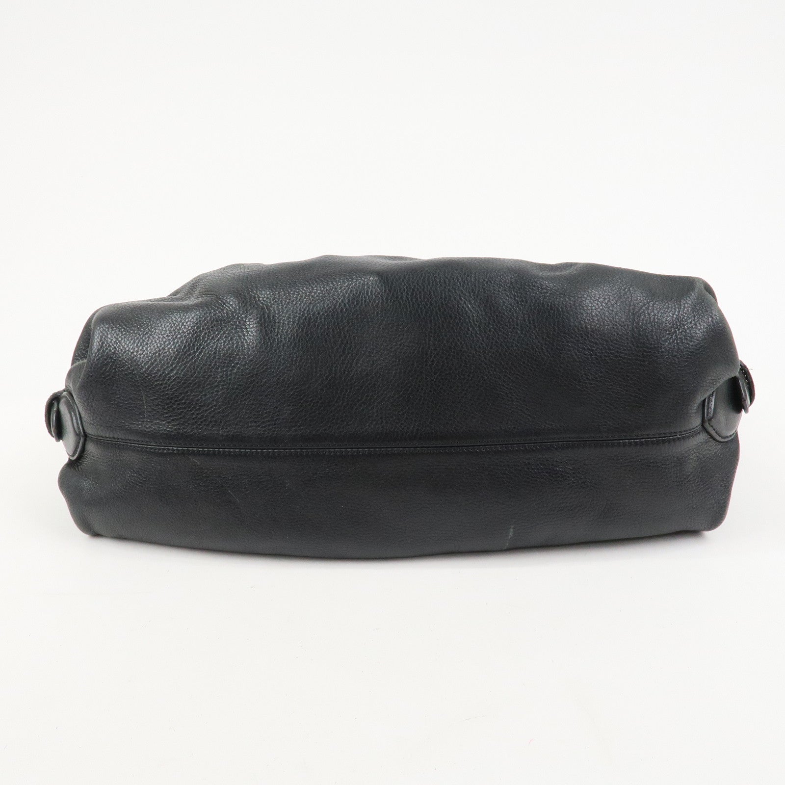 FENDI Logo Leather Shoulder Bag Tote Bag Black 8BR579