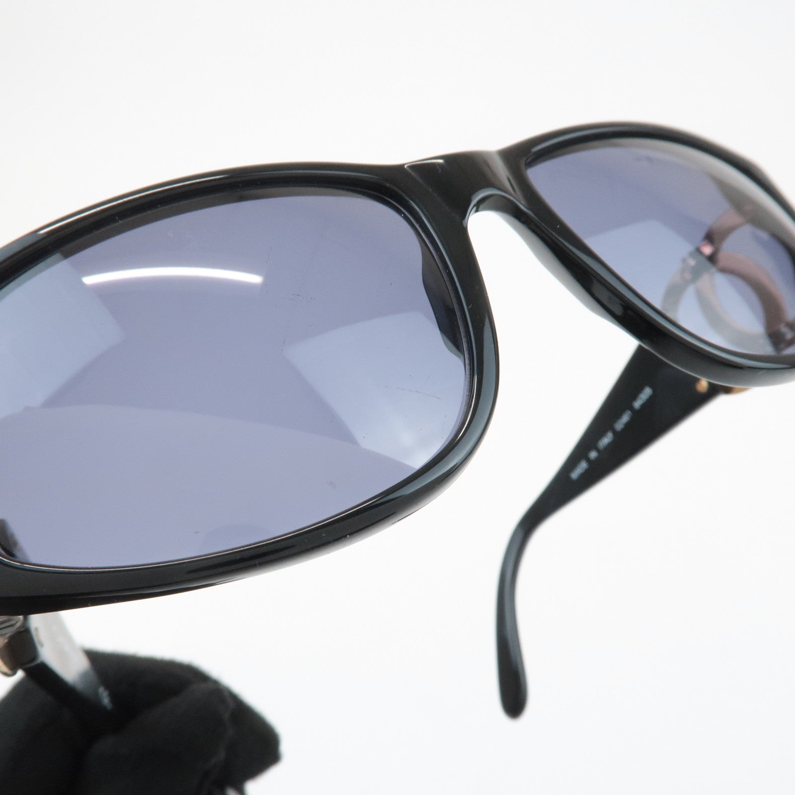 CHANEL COCO Mark Plastic Sunglasses Black Gold 02461 94305 Used