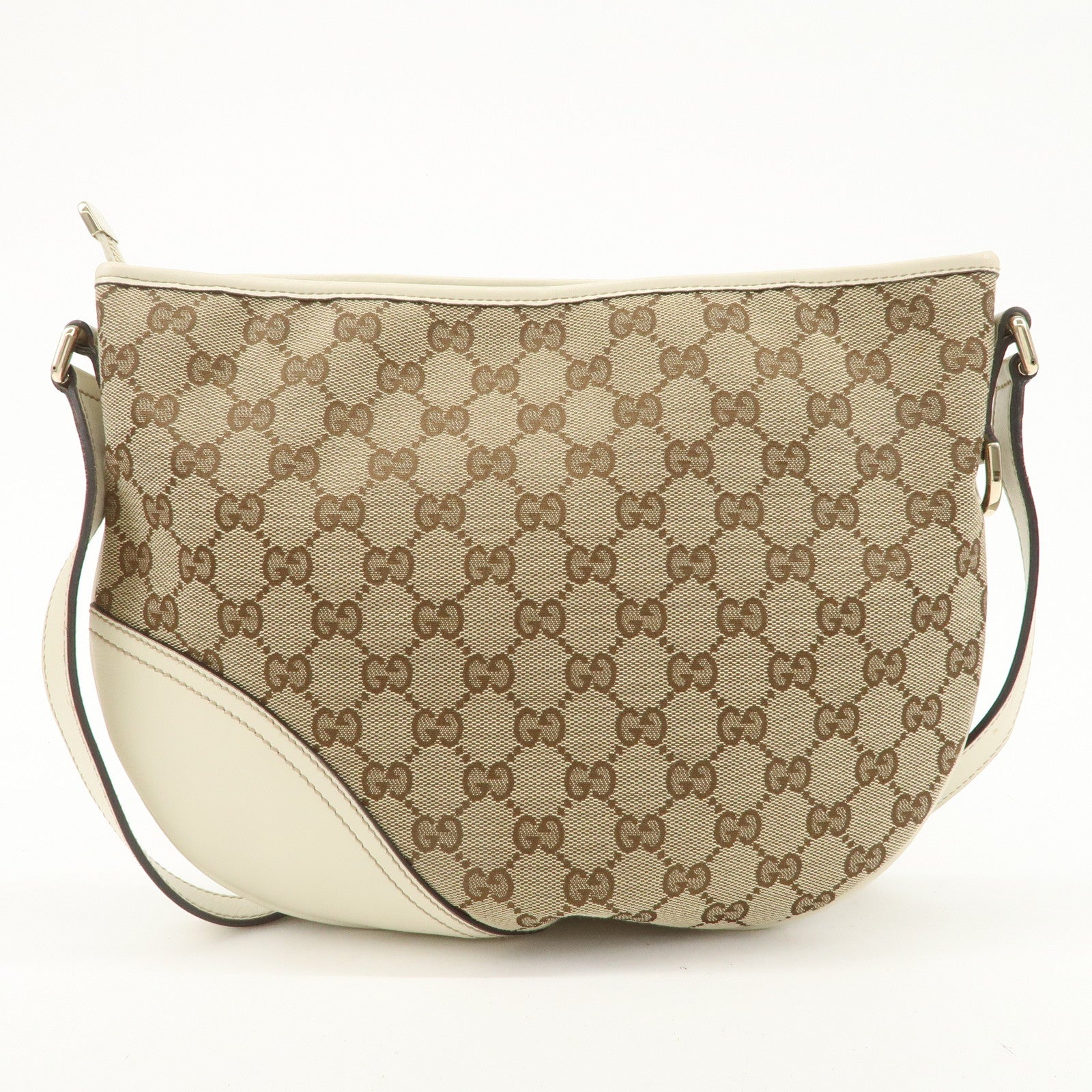 GUCCI Interlocking G GG Canvas Leather Shoulder Bag Beige 16998 Used
