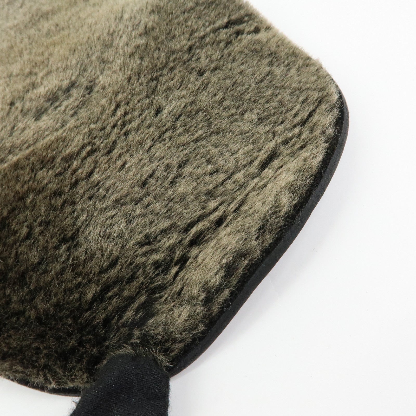 HERMES Leather Fur Shoes Polishing Glove Black