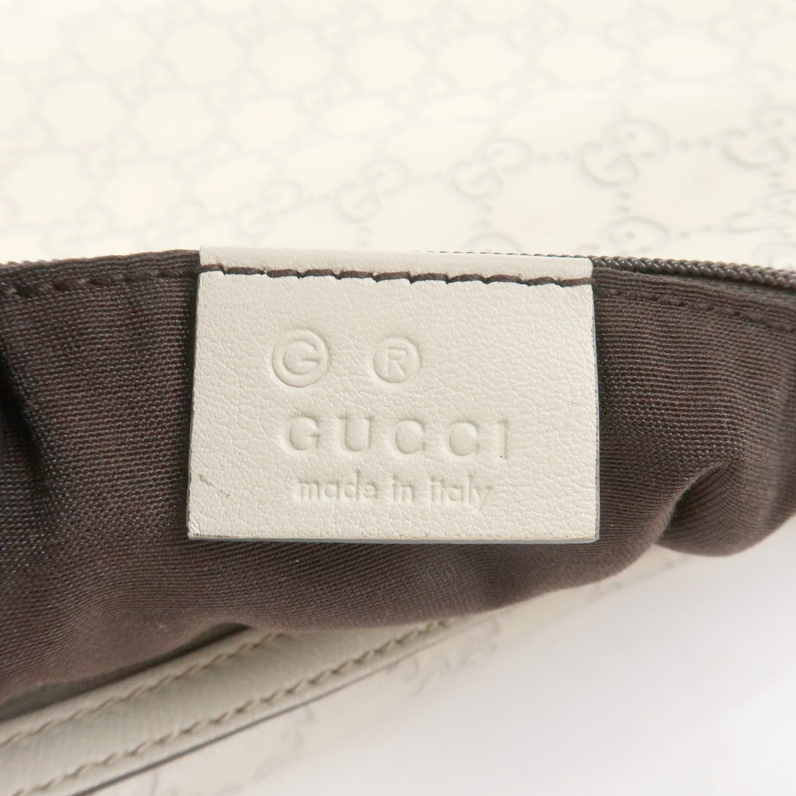 GUCCI Sherry Guccissima Leather Shoulder Bag Hand Bag Ivory 293596