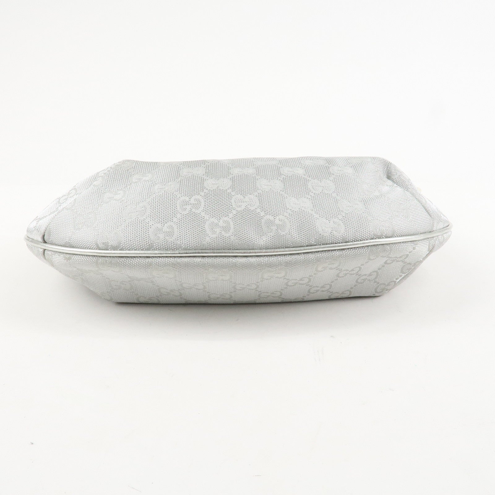 GUCCI Sherry GG Canvas Leather Shoulder Bag Silver 192756 Used