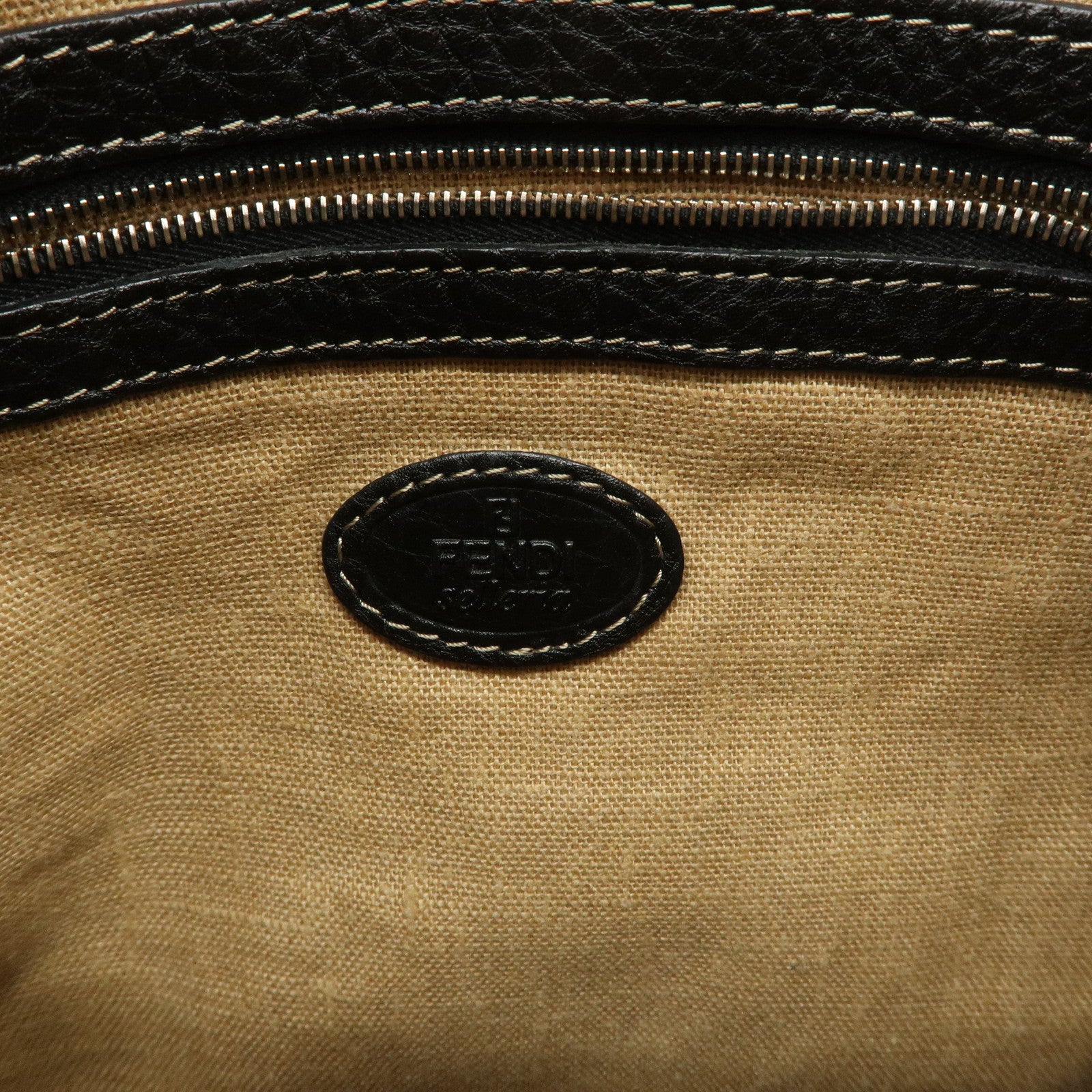 FENDI Selleria Leather Shoulder Bag Crossbody Bag Black 8BT109 Used