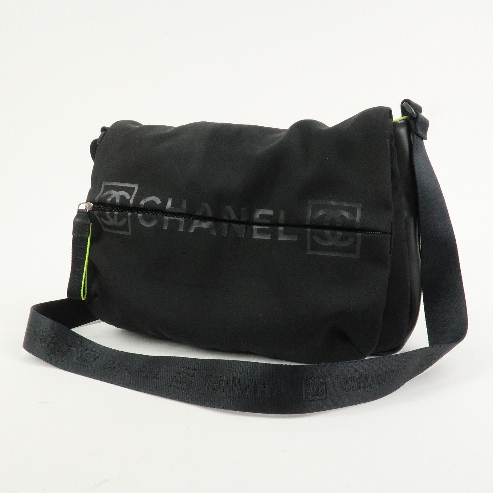 CHANEL Sport Line Nylon Shoulder Bag Messenger Bag Black A26709