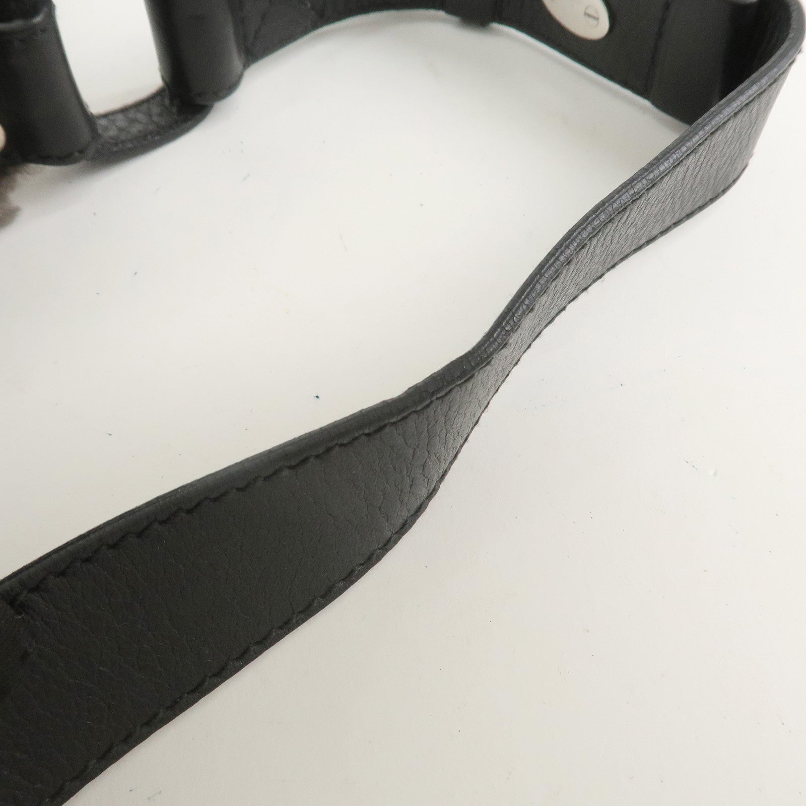 Ferragamo Gancini Mouton Leather Shoulder Bag Hand Bag Black