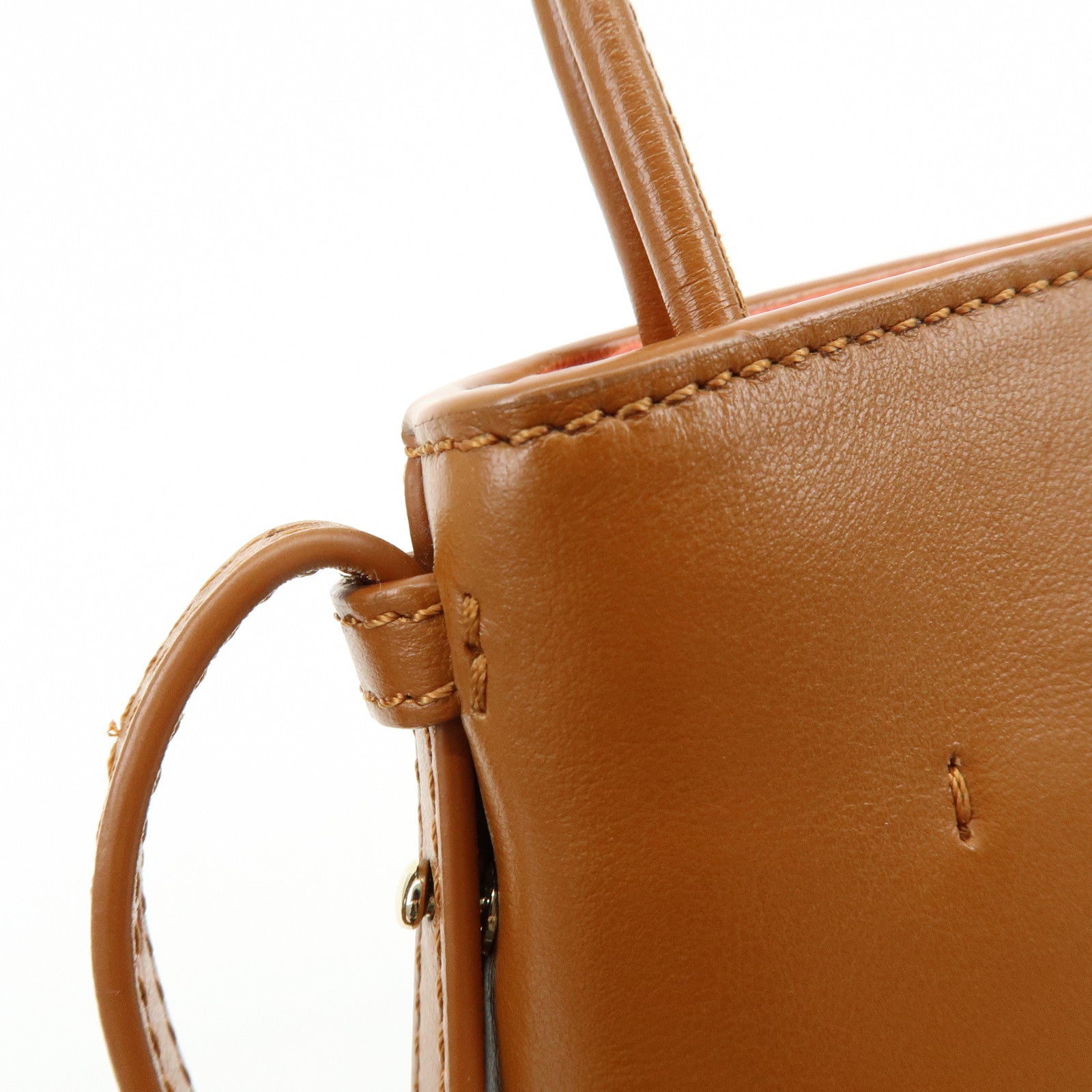 Chloe Micro Tote Bag Leather 2Way Bag Shoulder Bag Hand Bag Camel