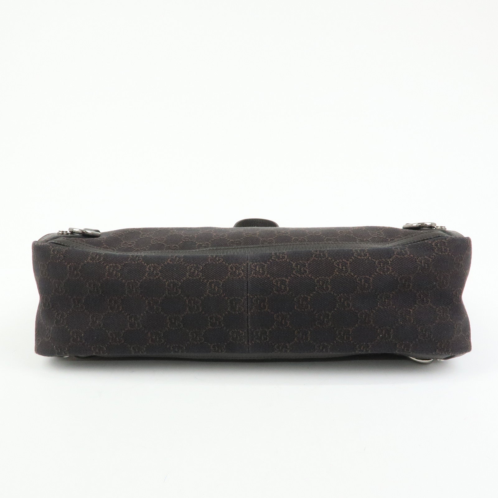 GUCCI Abbey GG Denim Leather Tote Bag Hand Bag Dark Brown 293580
