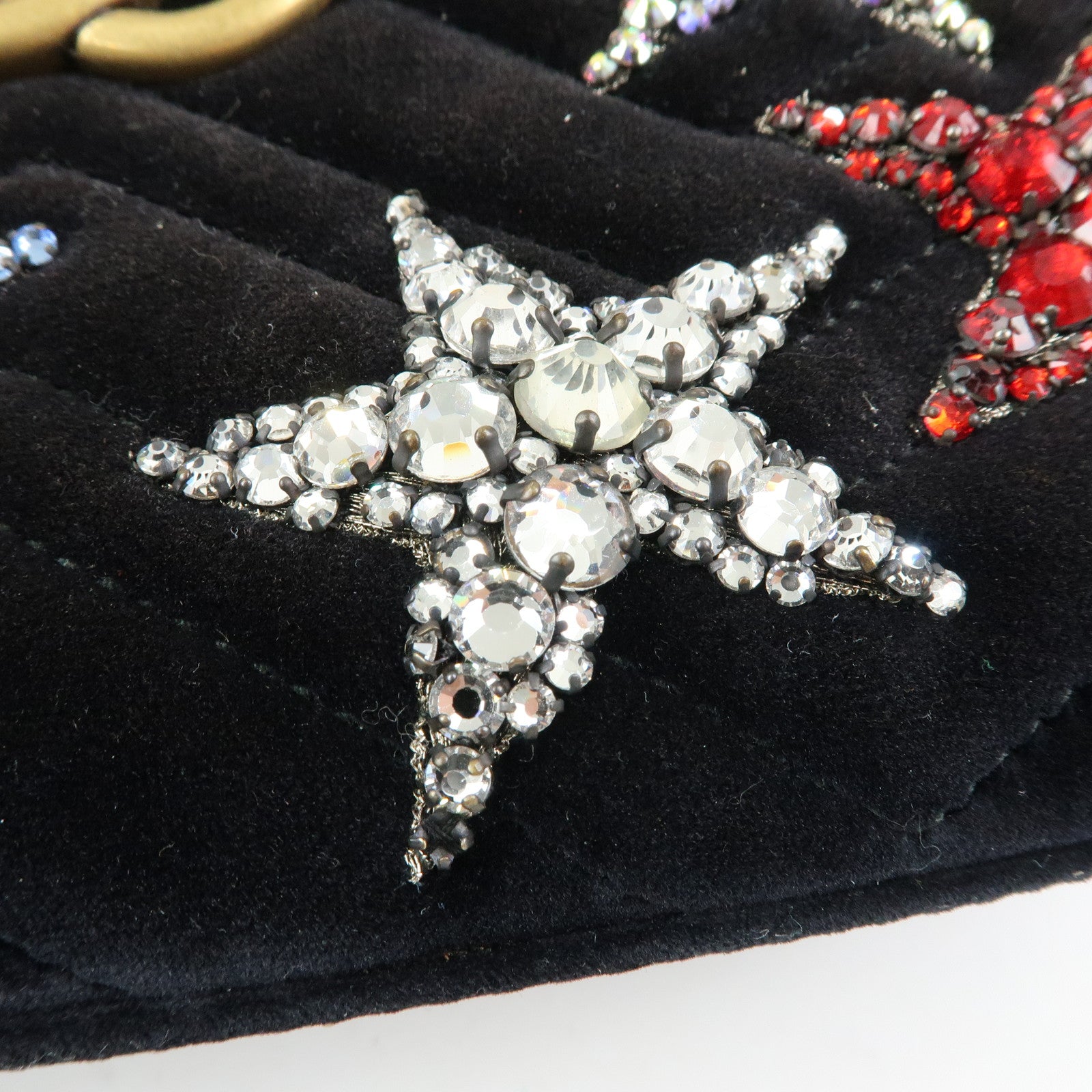 GUCCI GG Marmont Velvet Leather StarMotif Bijou Shoulder Bag 447632