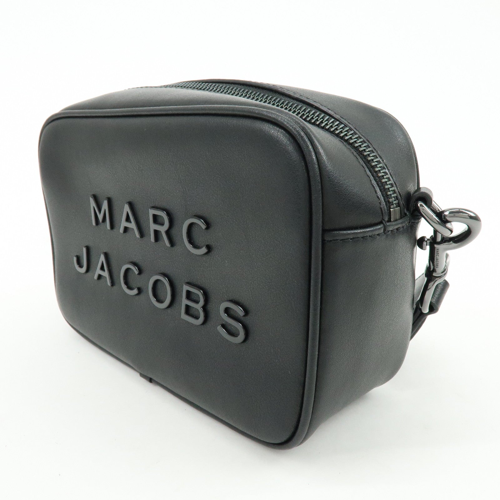 MARC JACOBS Leather Nylon Shoulder Bag Crossbody Bag Black