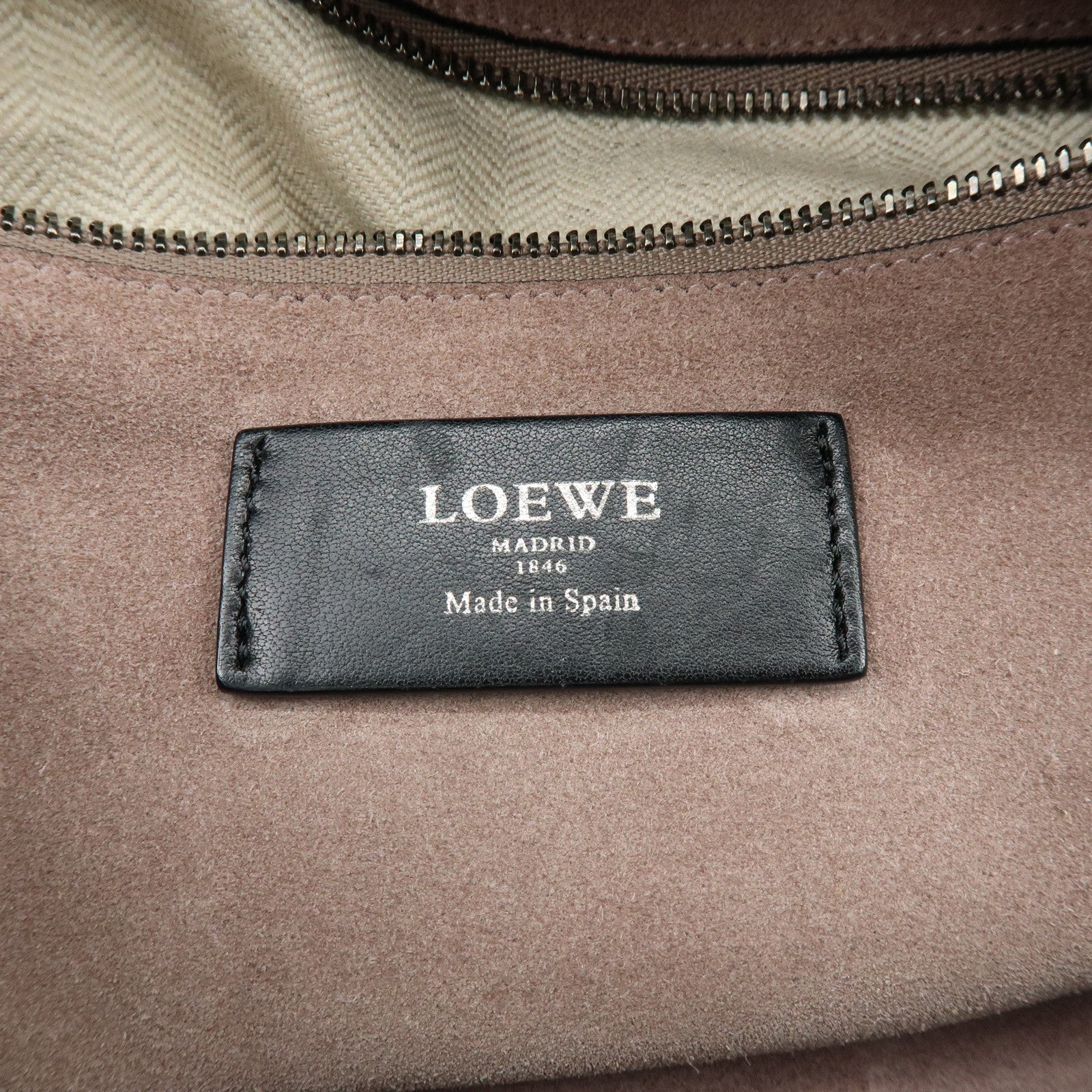 LOEWE Canela Nappa Leather Mini Boston Bag Shoulder Bag Black