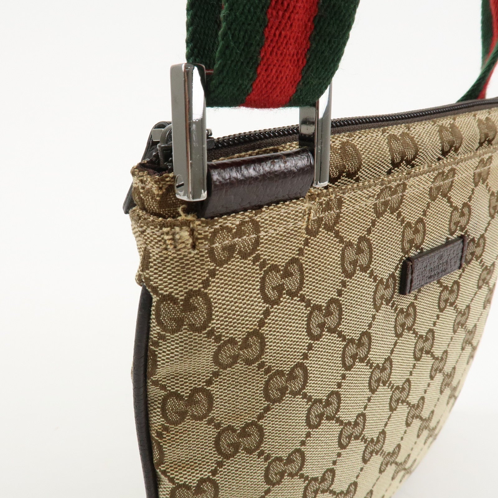 GUCCI Sherry GG Canvas Leather Shoulder Bag Beige 146309 Used