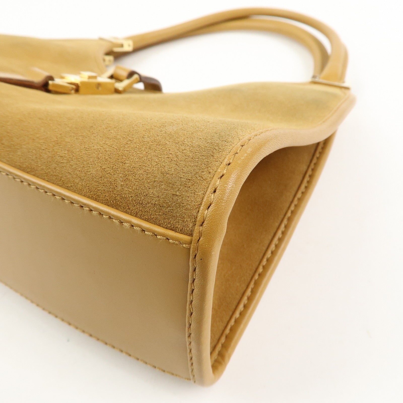 GUCCI Jackie Suede Leather Shoulder Bag Hand Bag Camel 002・1068