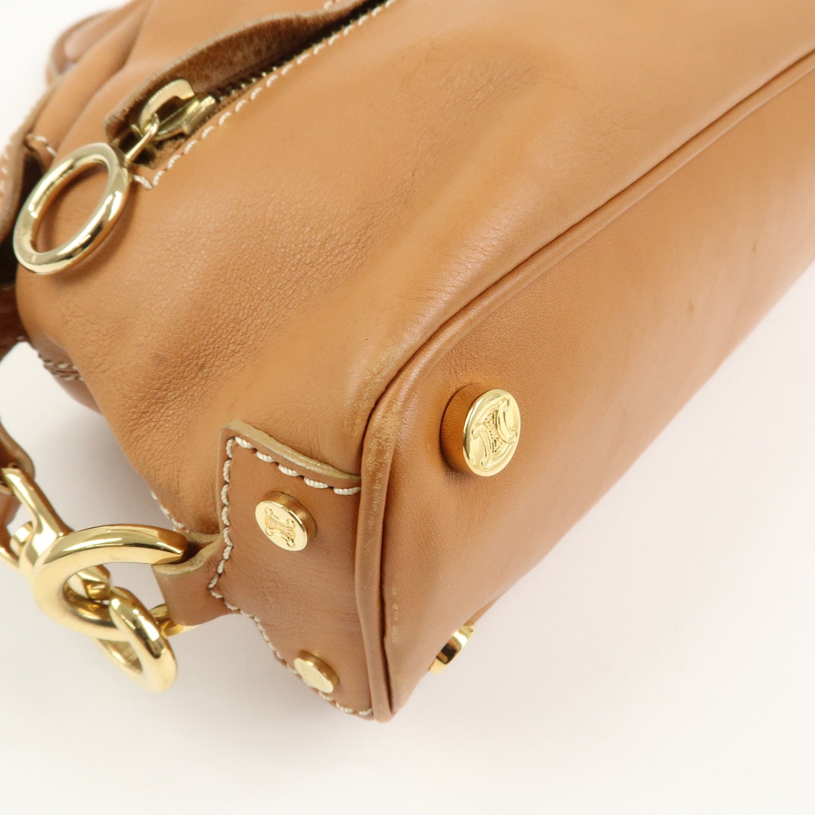 CELINE Macadam Leather Shoulder Bag Hand Bag Brown