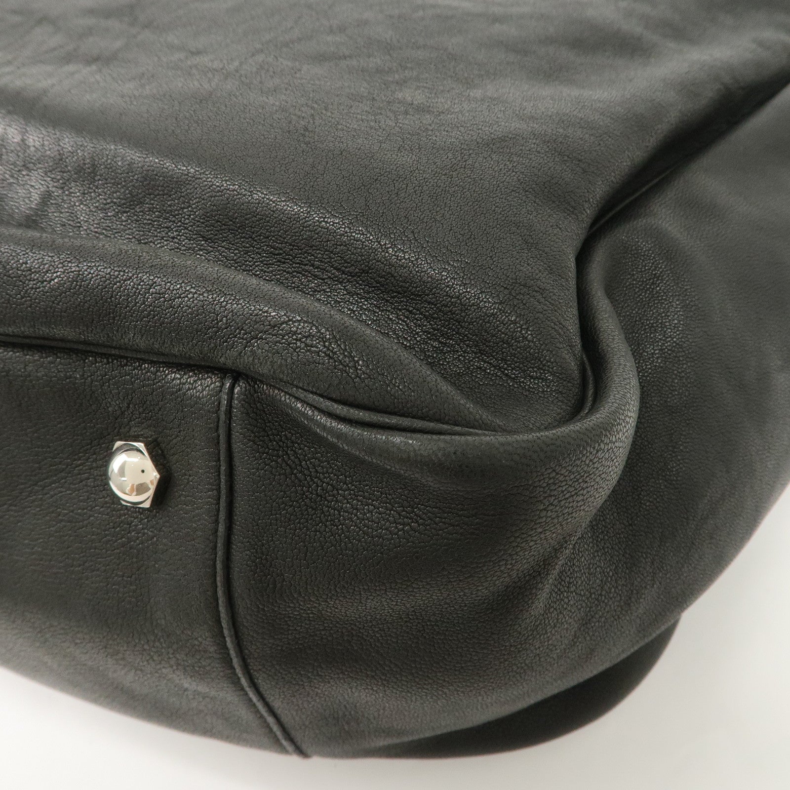 SAINT LAURENT Lody Leather Suede Shoulder Bag Hand Bag Black Used