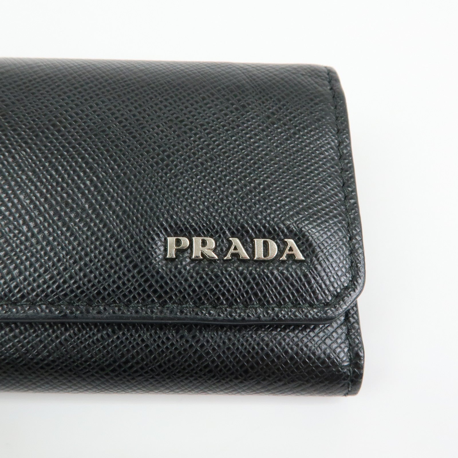 PRADA Saffiano Leather 6 Ring Key Case Key Holder Black 2PG222