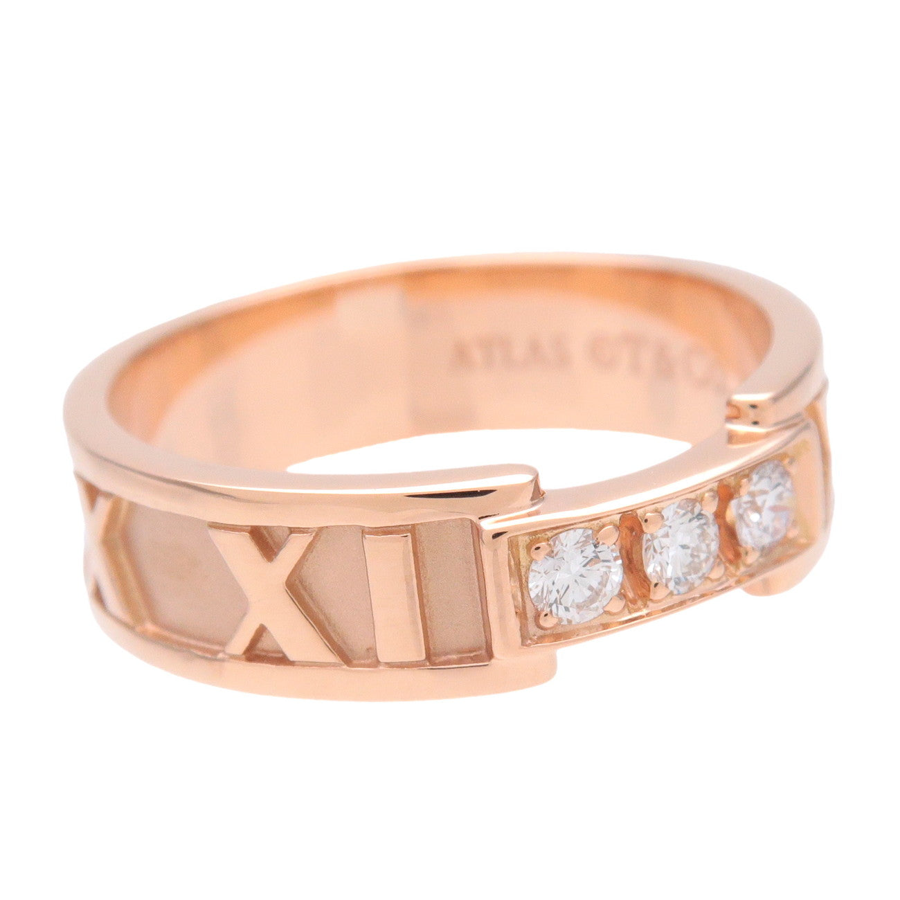 Tiffany & Co Atlas 3P Diamond Ring K18PG 750PG Rose Gold US6 EU51.5
