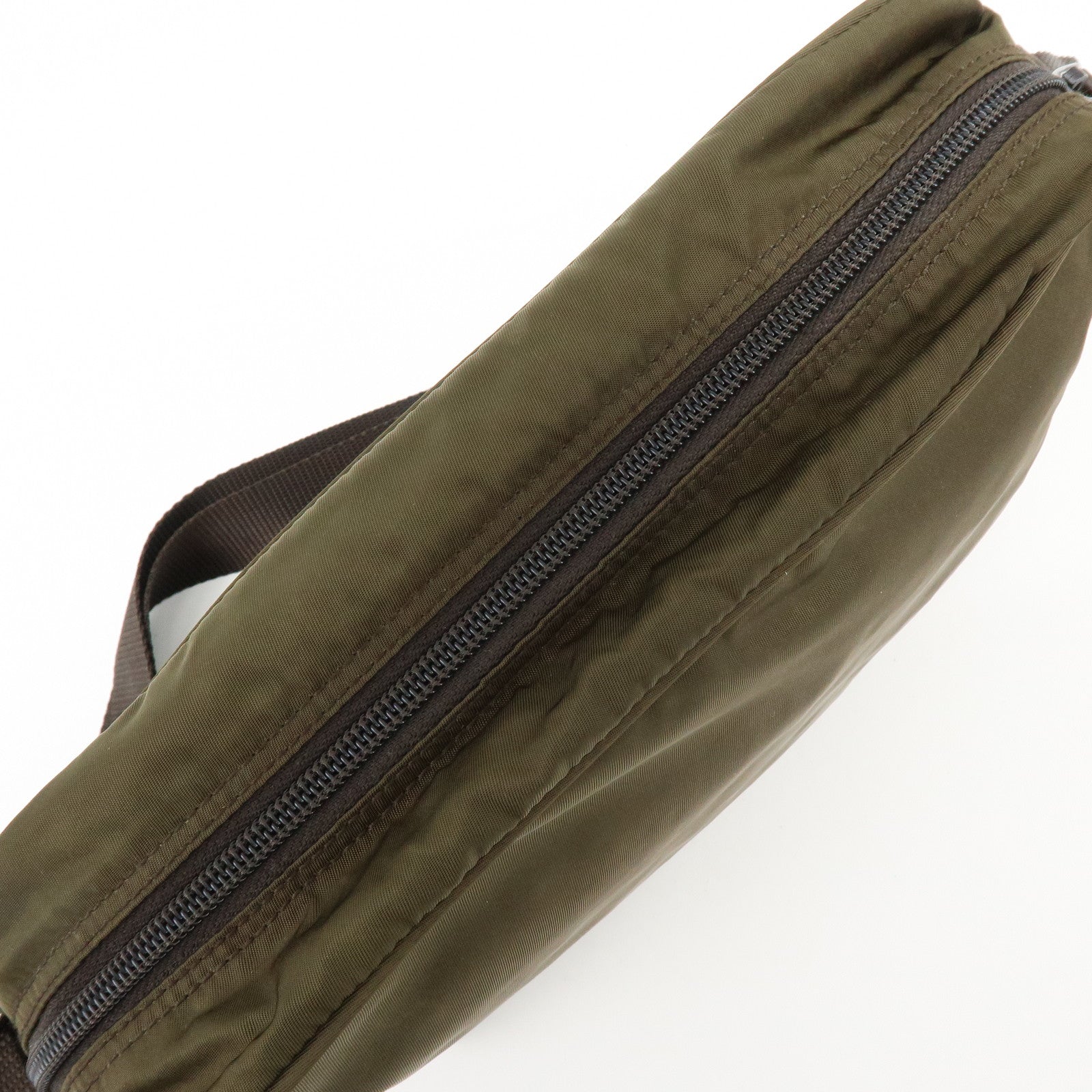 PRADA Triangle Logo Nylon Shoulder Crossbody Bag Khaki Brown BT0166