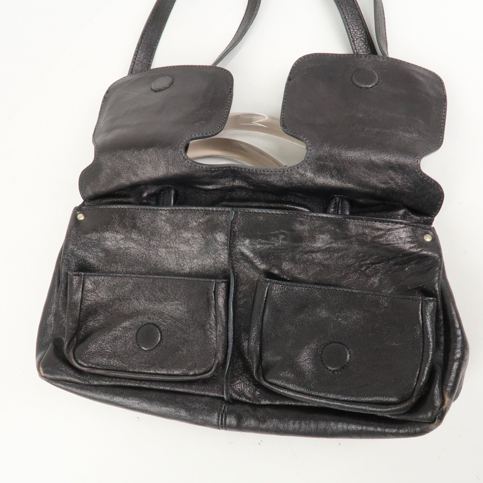 Chloe Leather Saskia 2Way Bag Hand Bag Shoulder Bag Black