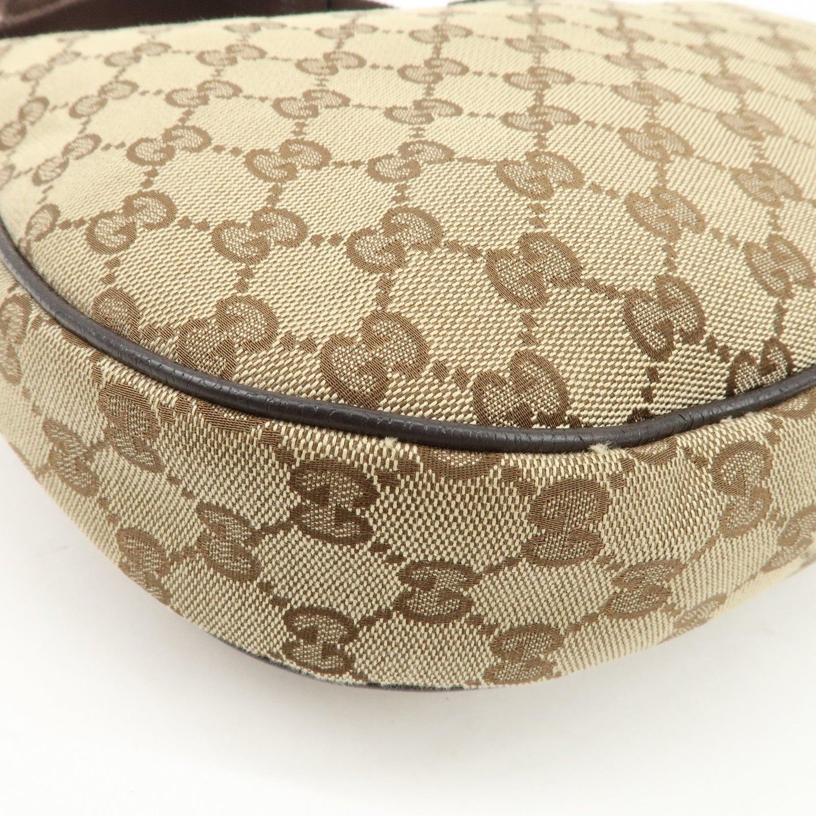 GUCCI GG Canvas Leather Shoulder Bag Beige Brown 122790