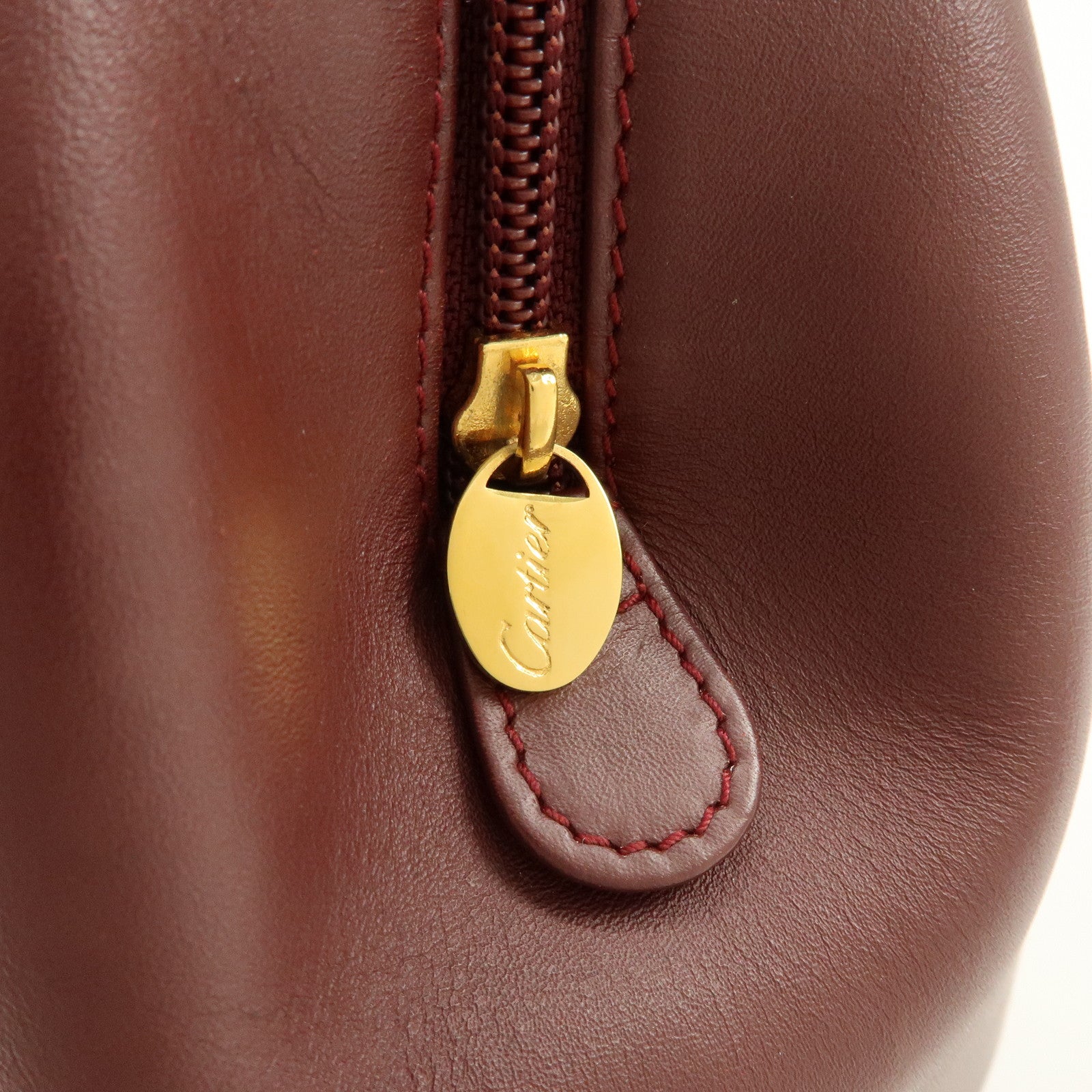 Cartier Must de Cartier Leather Hand Bag Tote Bag Bordeaux