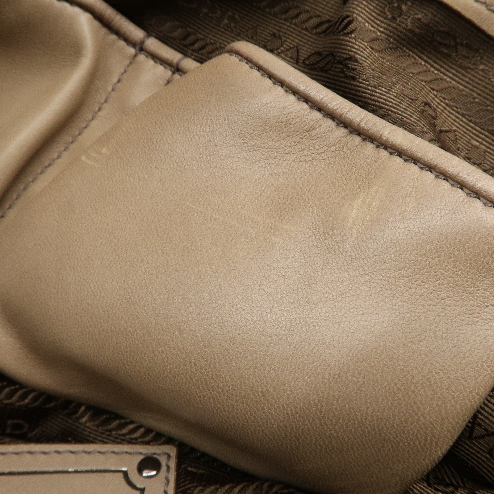 PRADA Logo Leather Gathered 2Way Shoulder Bag Hand Bag BN1789