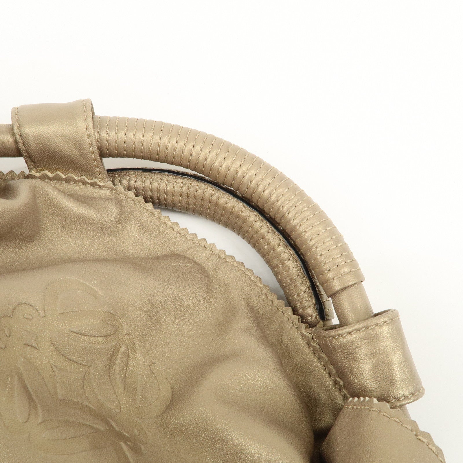 LOEWE Anagram Leather Nappa Aire Hand Bag Tote Bag Gold Used