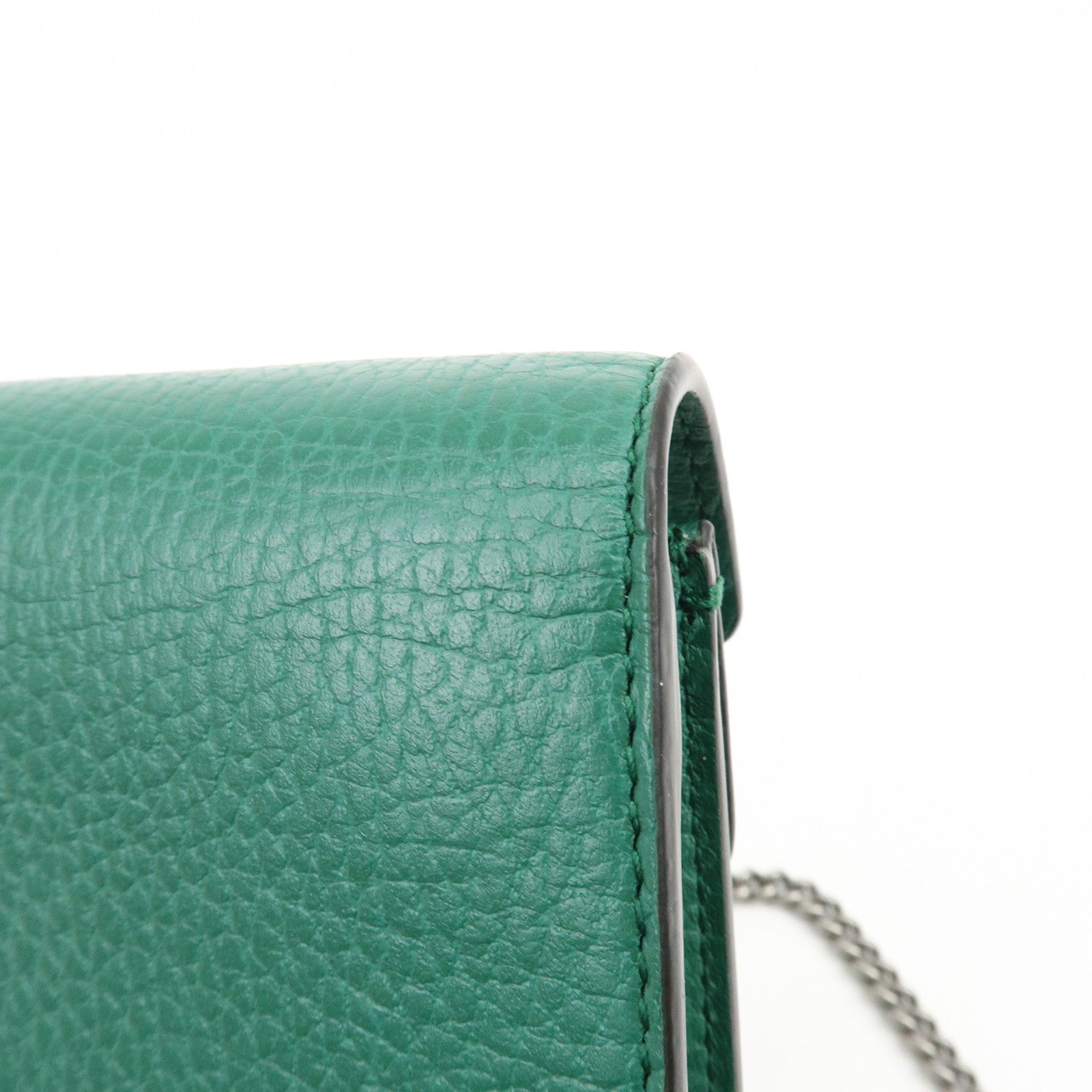 GUCCI Dionysus Super Mini Leather Chain Shoulder Bag Green 476432