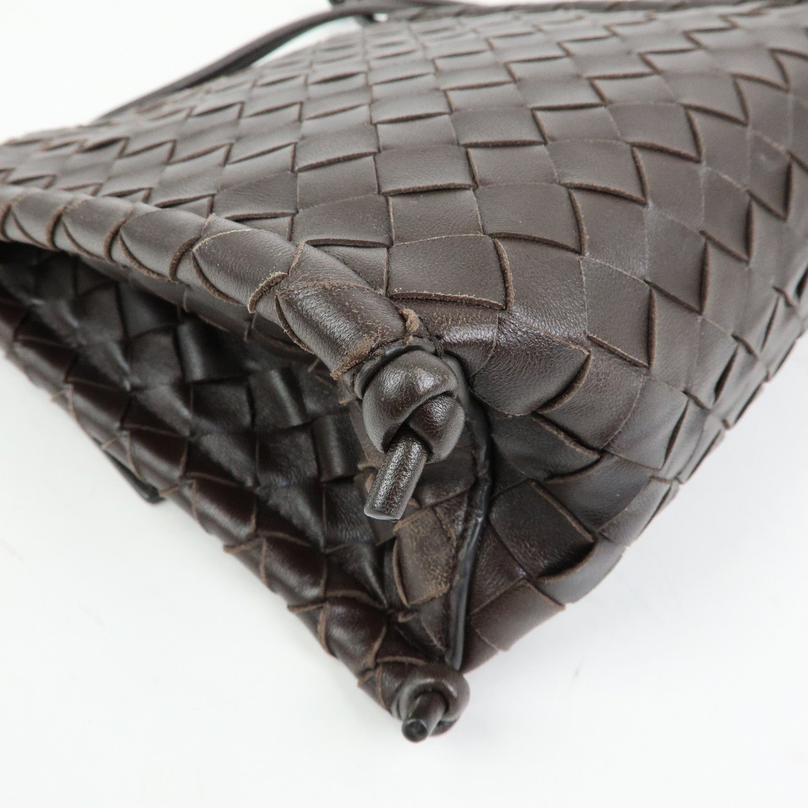 BOTTEGA VENETA Intrecciato Leather Shoulder Bag Hand Bag Brown