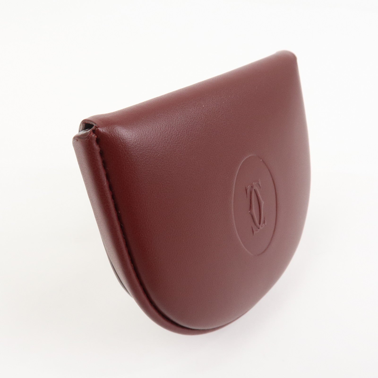 Cartier Must Line Logo Leather Coin Case Coin Purse Bordeaux