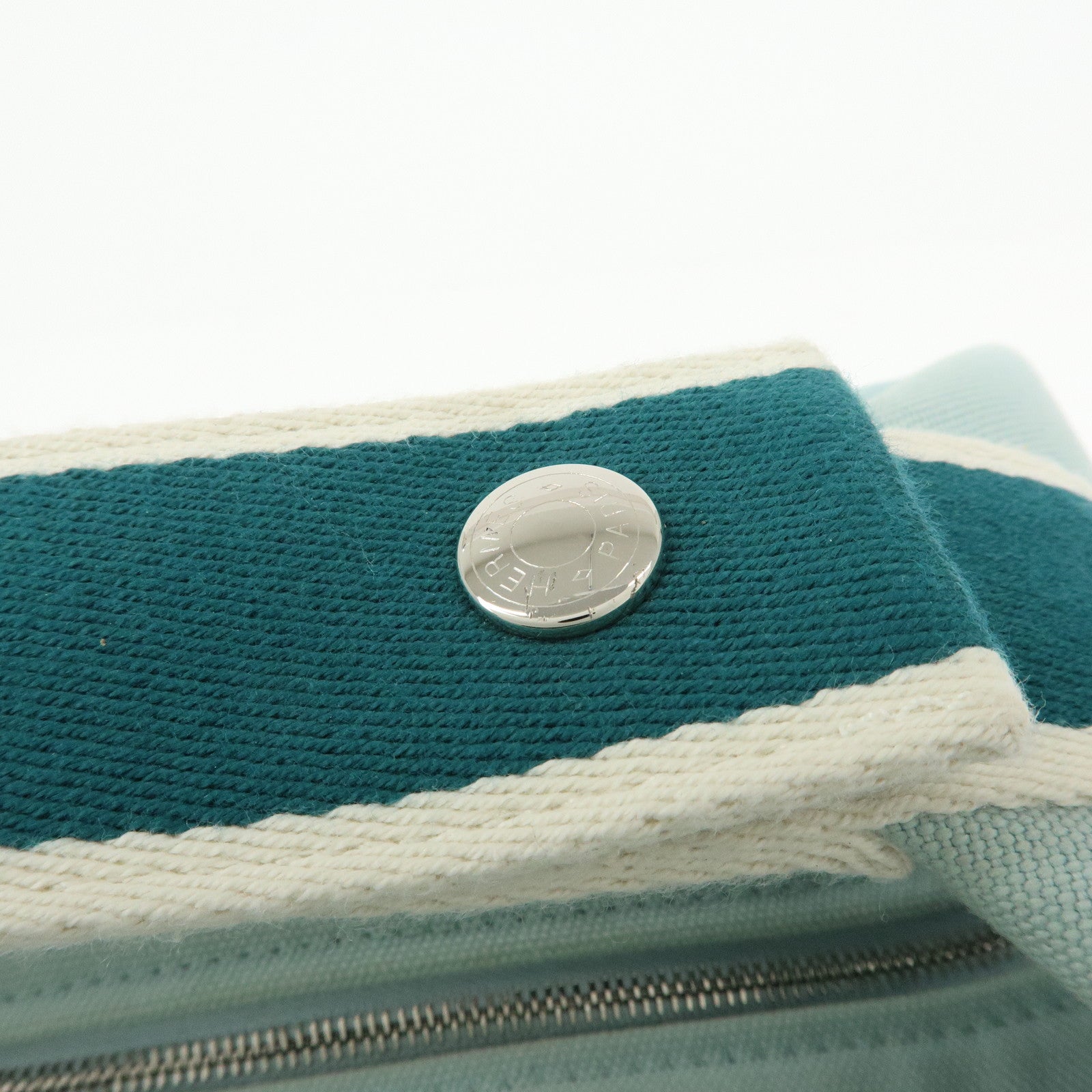 HERMES Bride A Brac GM Cotton Hand Bag Vanity Bag Light Blue