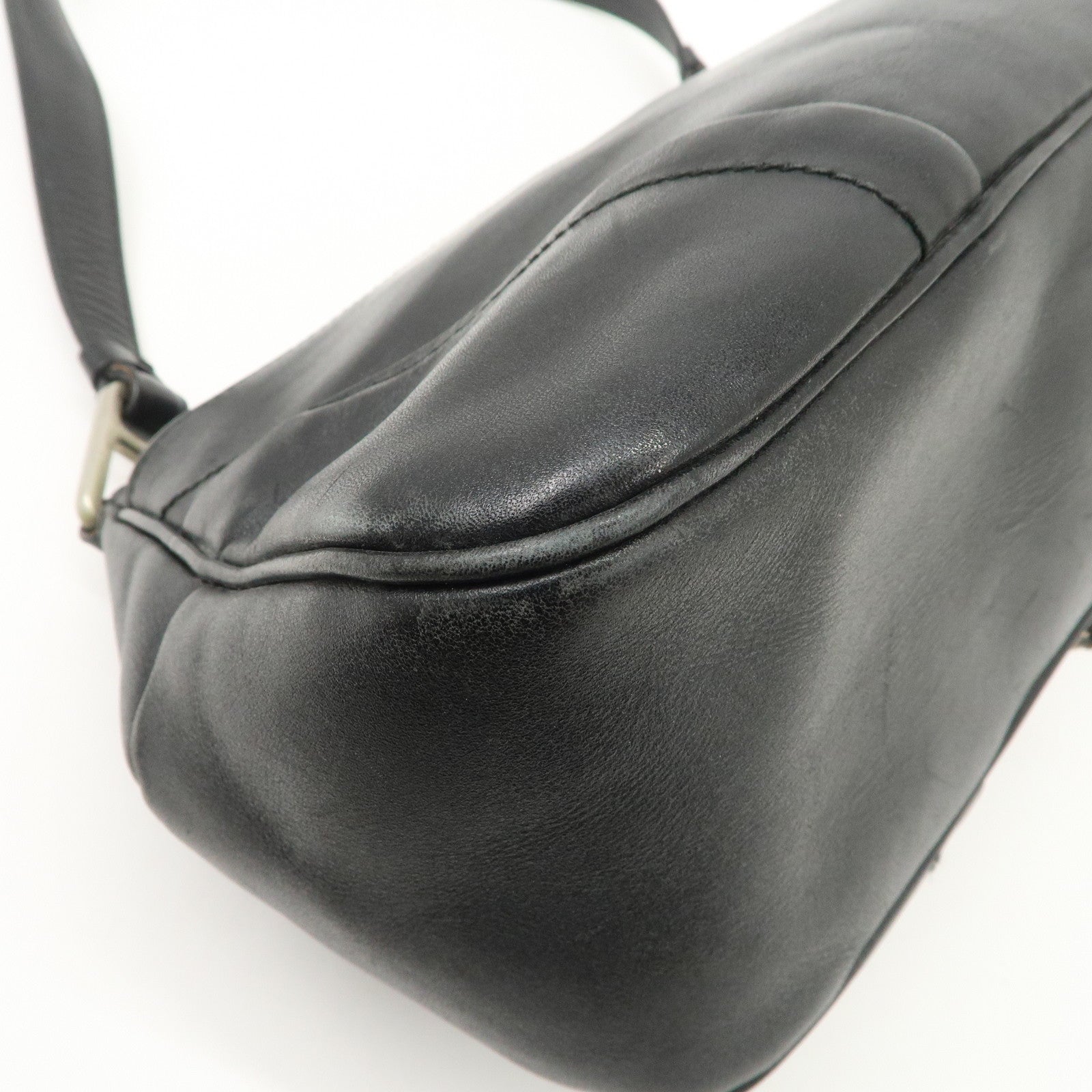 PRADA Leather Shoulder Bag Hand Bag Black