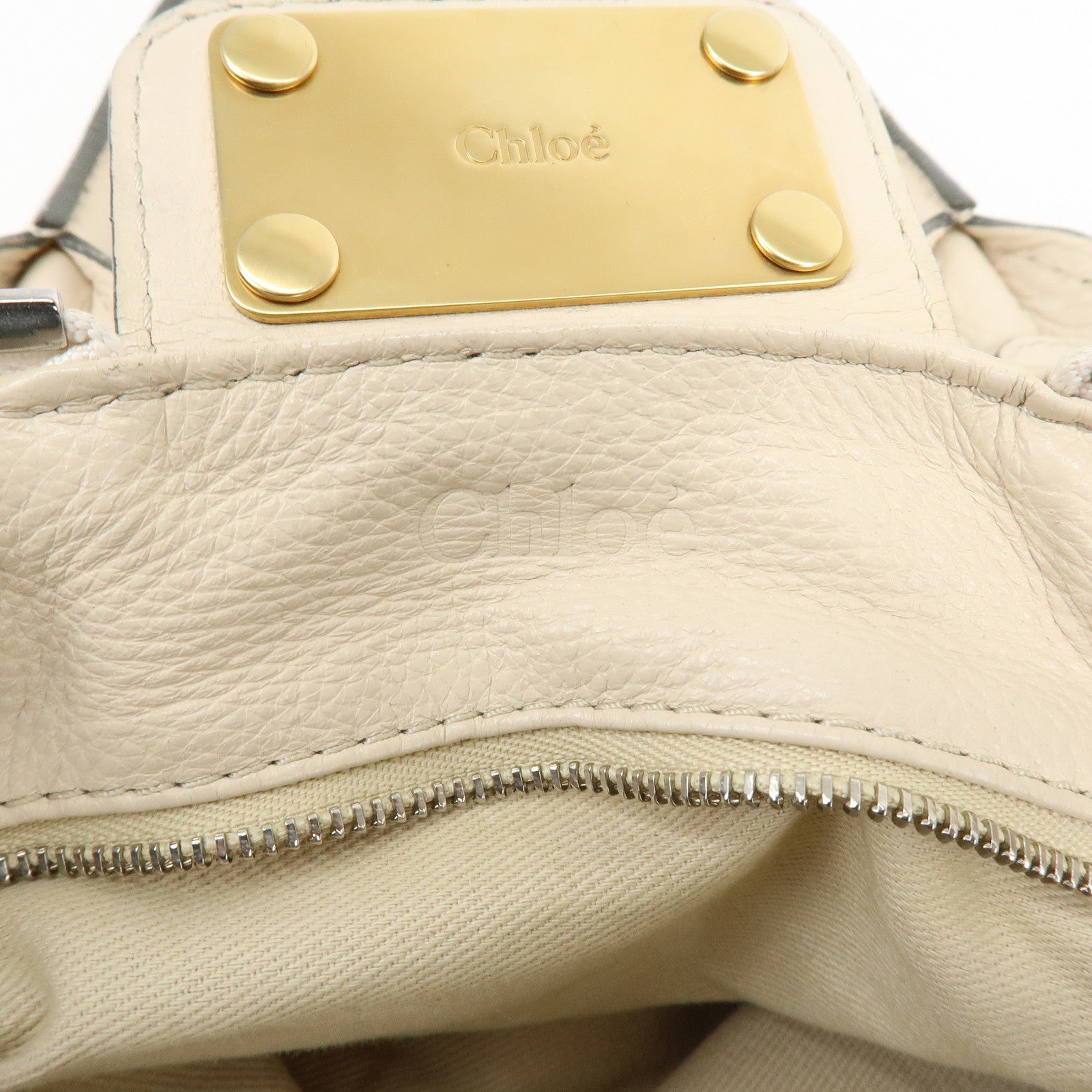 Chloe Paddington Leather Hand Bag Boston Bag Shoulder Bag Ivory