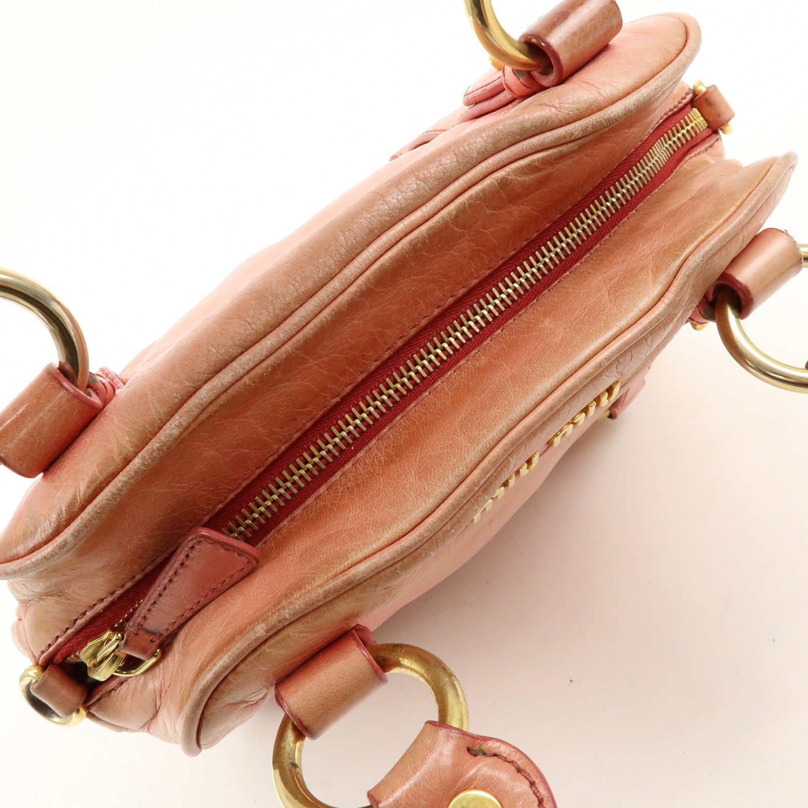 MIU MIU Leather 2Way Bag Hand Bag Shoulder Bag Pink