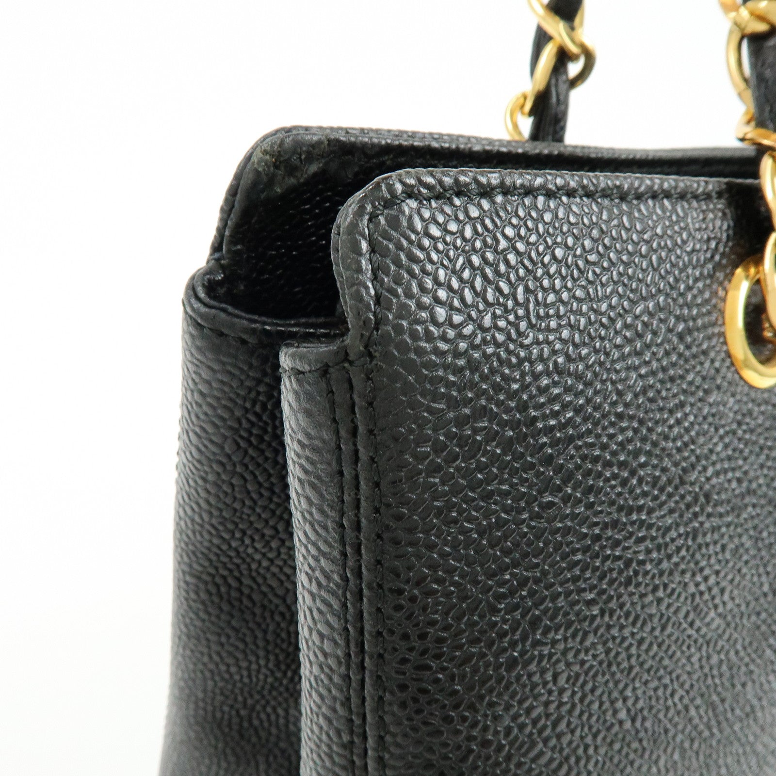 CHANEL Caviarskin Tote Bag Hand Bag Black A08913