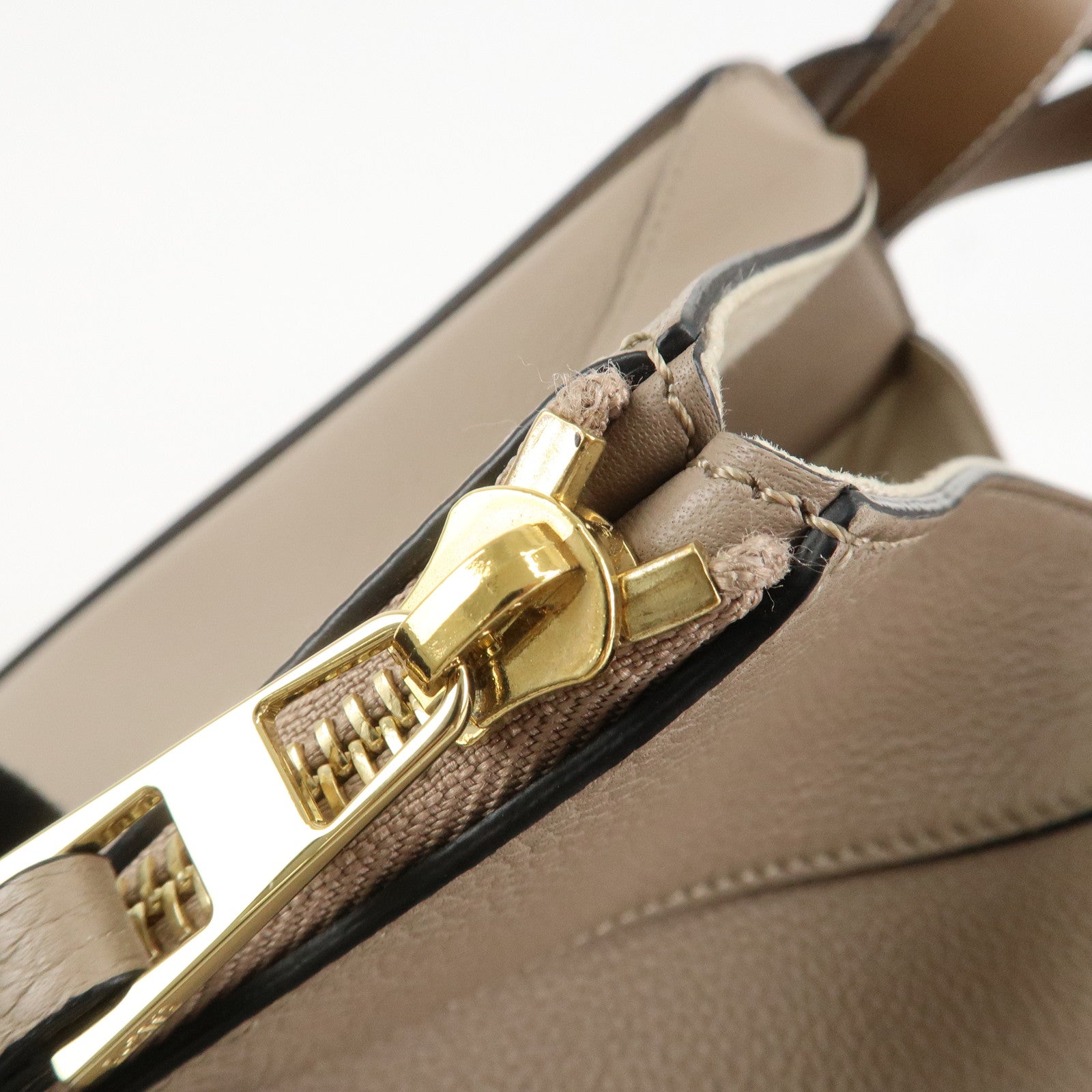 LOEWE Anagram Leather Hammock Small Shoulder Bag Greige Used