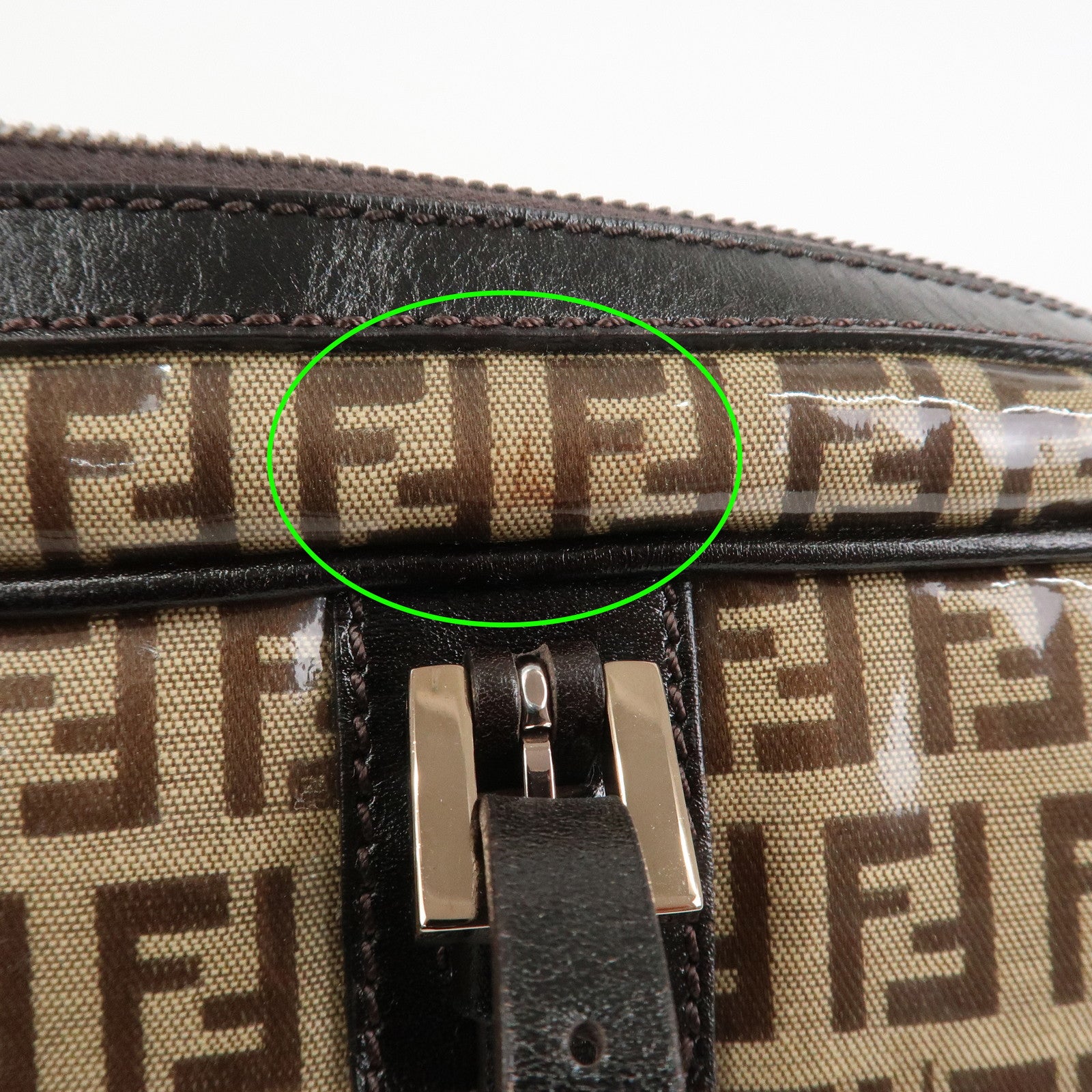 FENDI Zucchino PVC Leather Shoulder Bag Hand Bag Brown 8BL006