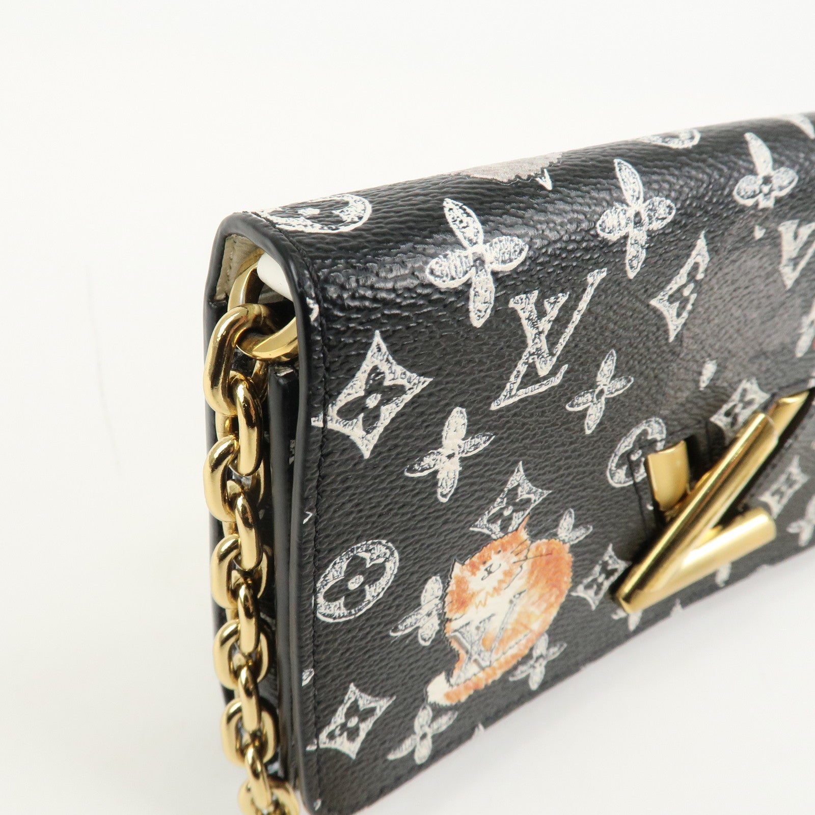 Louis Vuitton Catgram Portefeuille Chain Wallet Bag M63888 Used