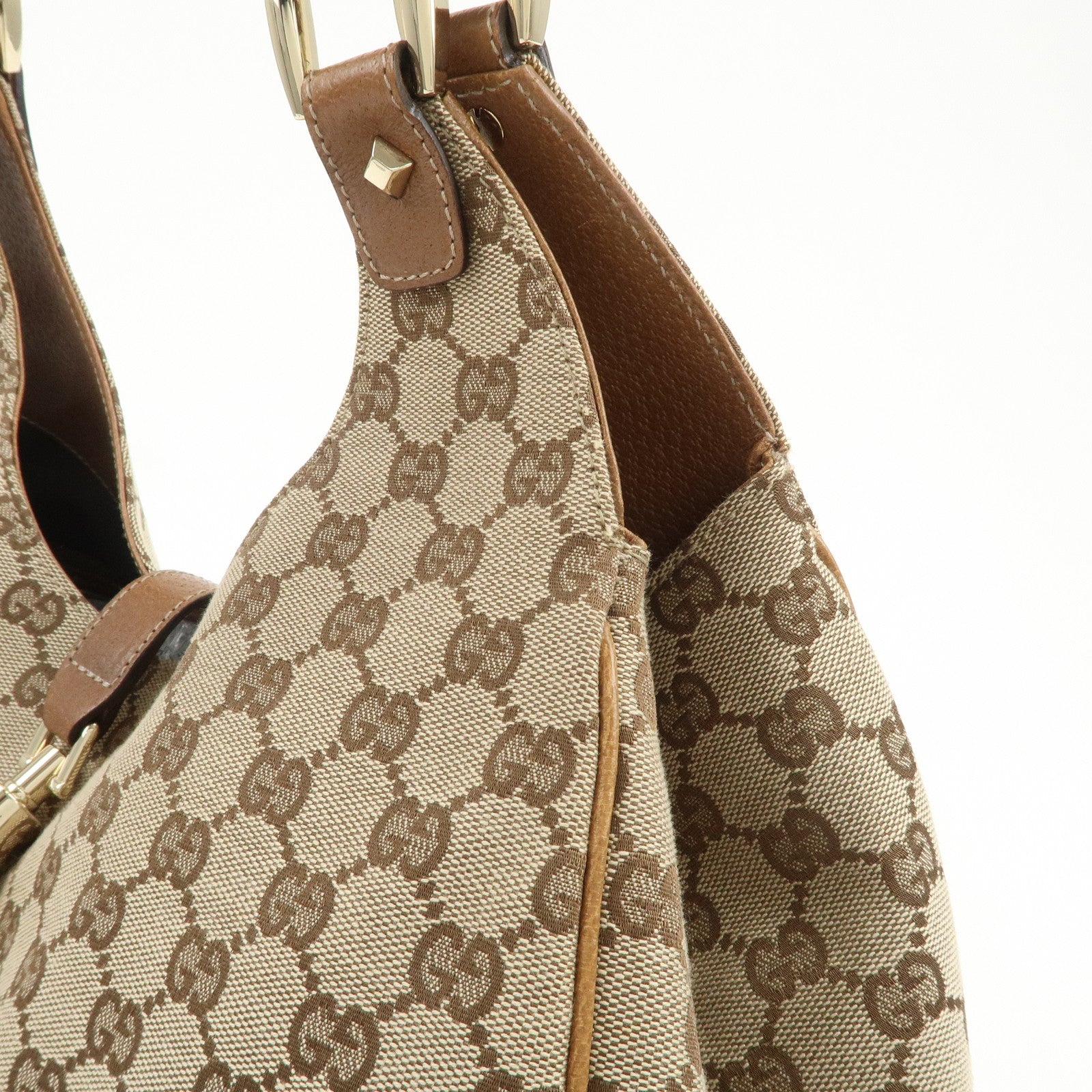 GUCCI New Jackie GG Monogram Canvas Leather Shoulder Bag 124404