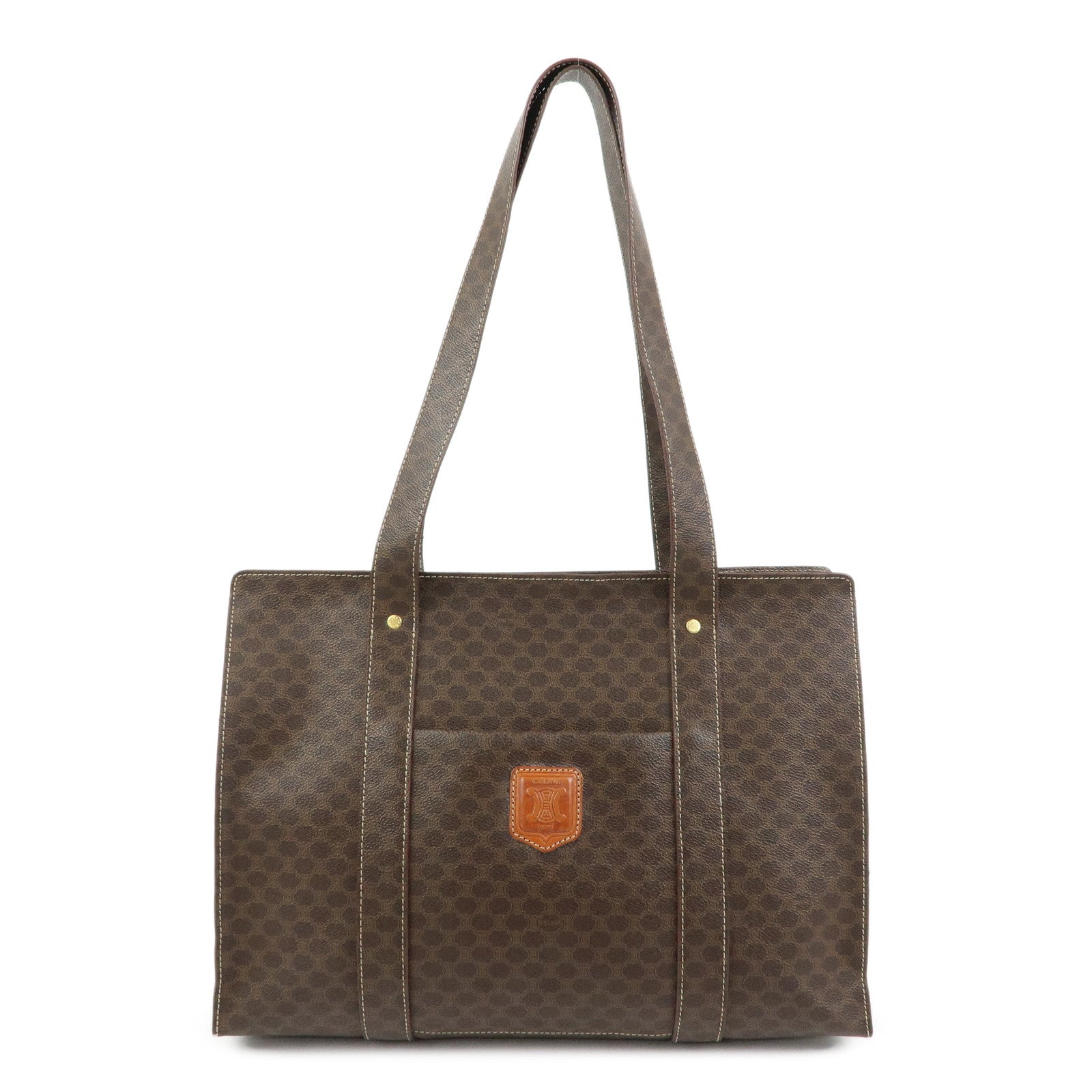 CELINE Macadam PVC Leather Tote Bag Shoulder Bag Brown