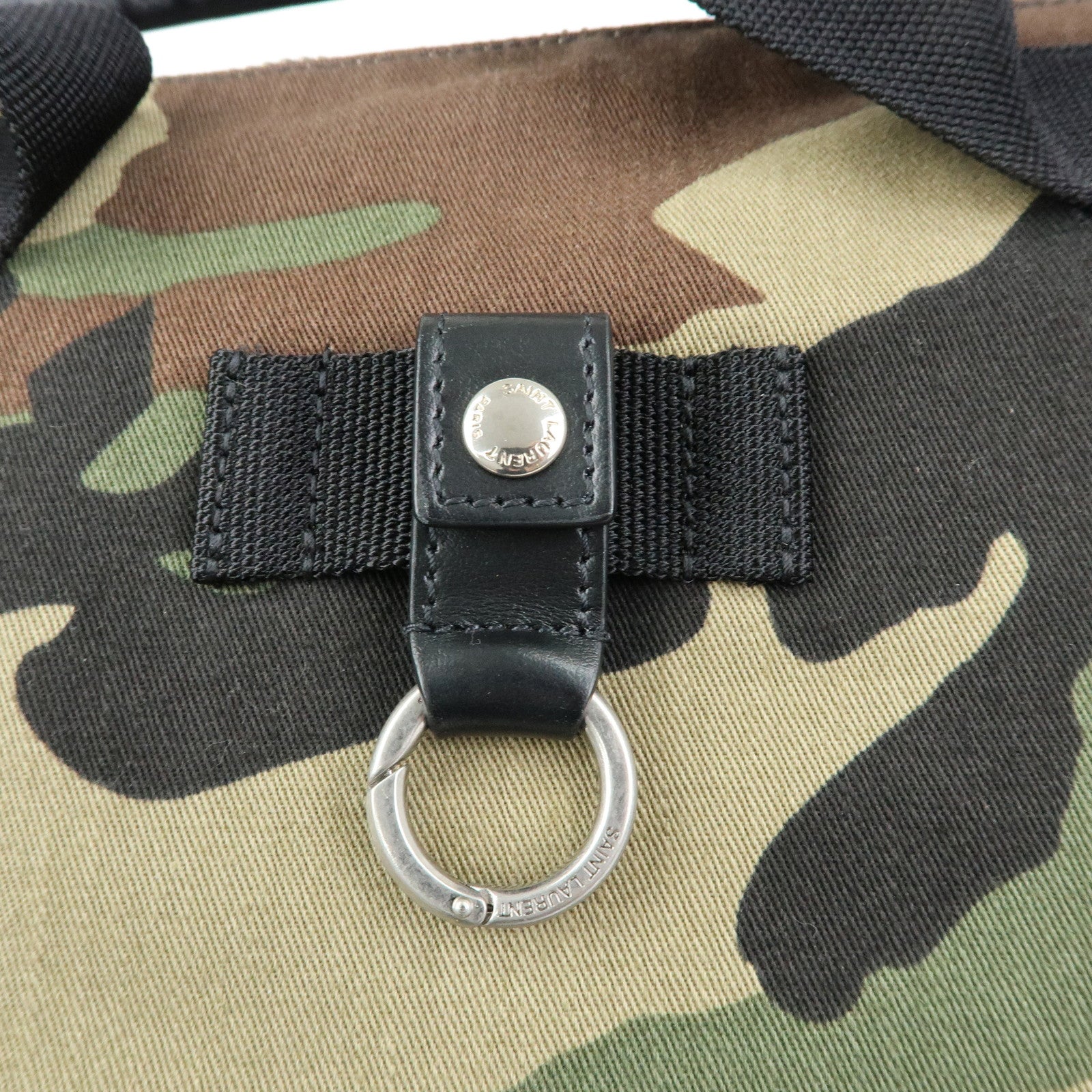 SAINT LAURENT PARIS Nylon Canvas Leather Backpack Camouflage 484172