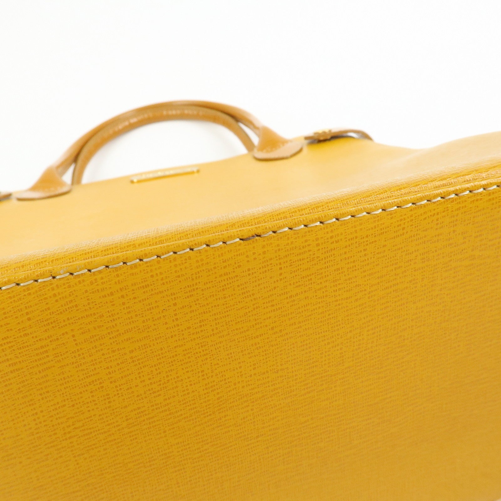 BURBERRY Logo Leather Tote Bag Hand Bag Yellow