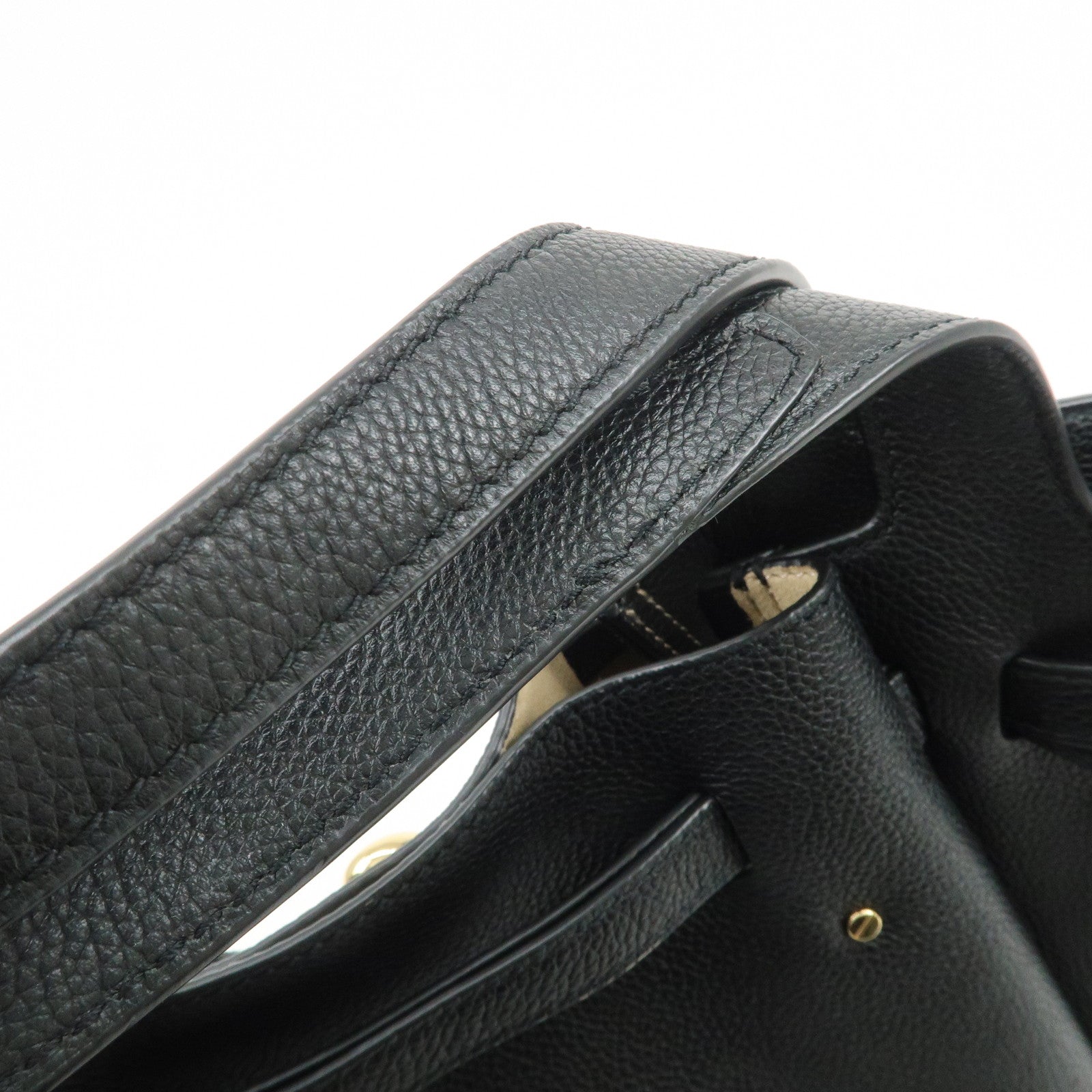 TORY BURCH ROMY Logo Leather Small Tote Bag 2Way Bag Hand Bag Black
