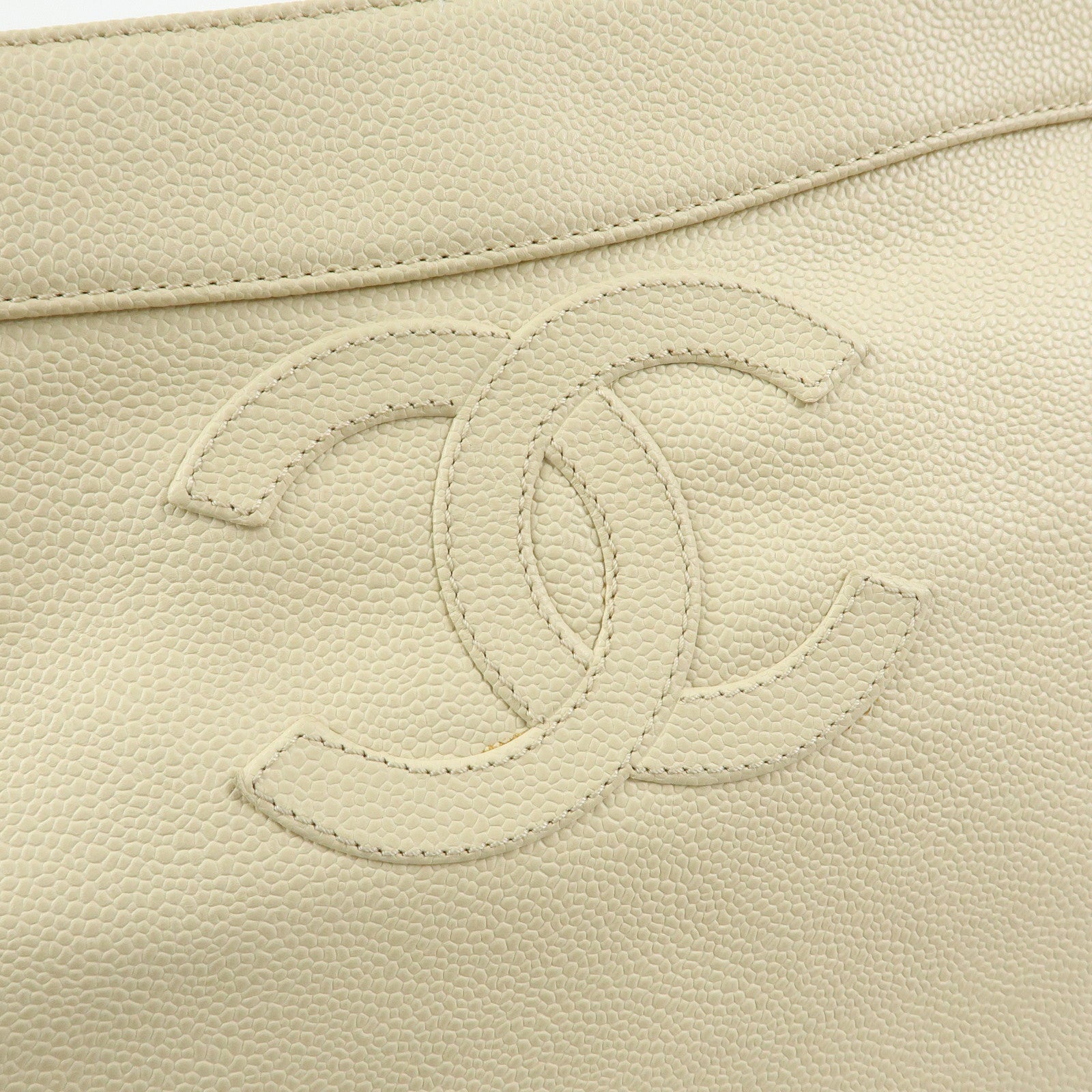 CHANEL COCO Mark Caviarskin Shoulder Bag Tote Bag Ivory