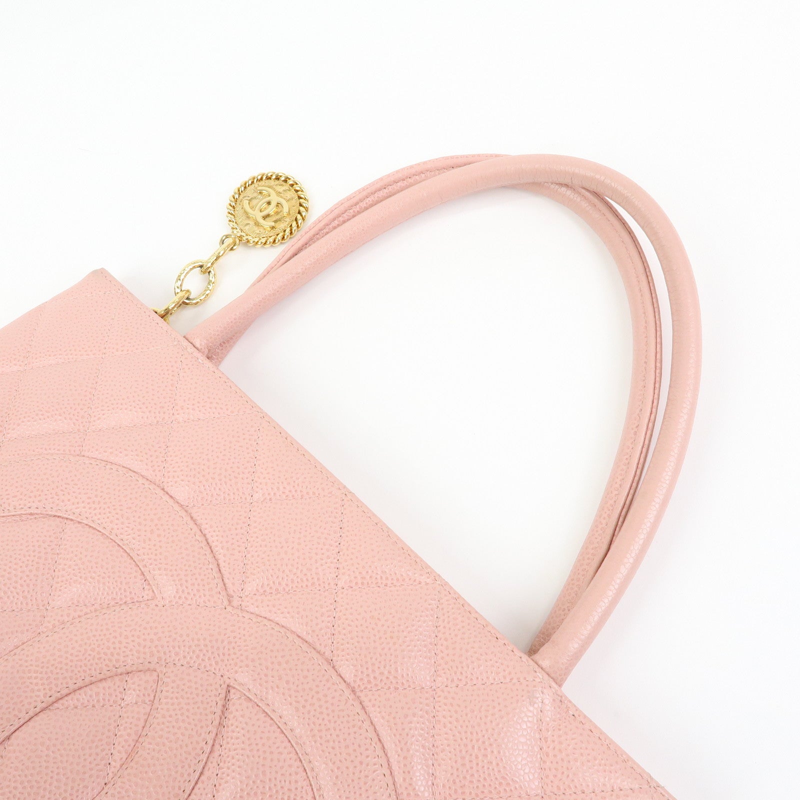 CHANEL COCO Mark Matelasse Caviarskin Medallion Tote Bag A01804