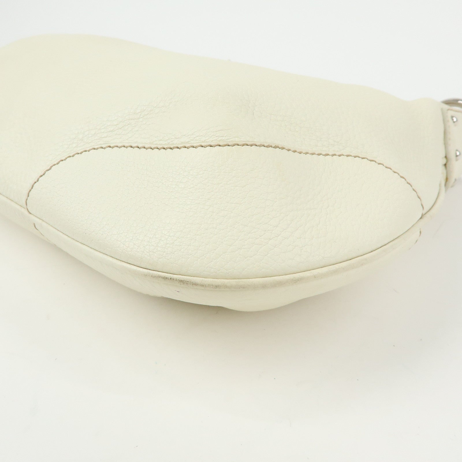 PRADA Logo Leather Hand Bag Shoulder Bag White