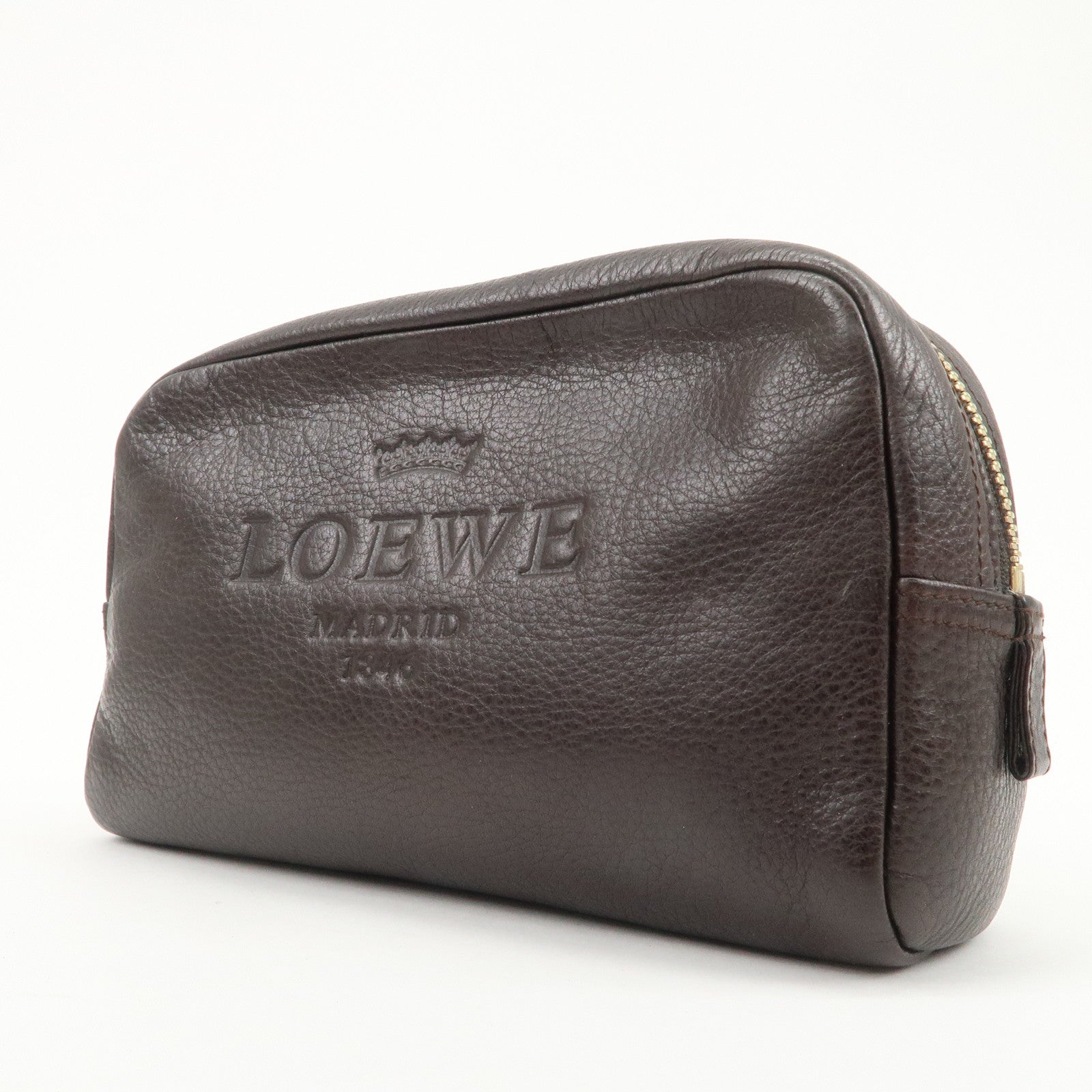 LOEWE Logo Leather Pouch Cosmetic Pouch Black
