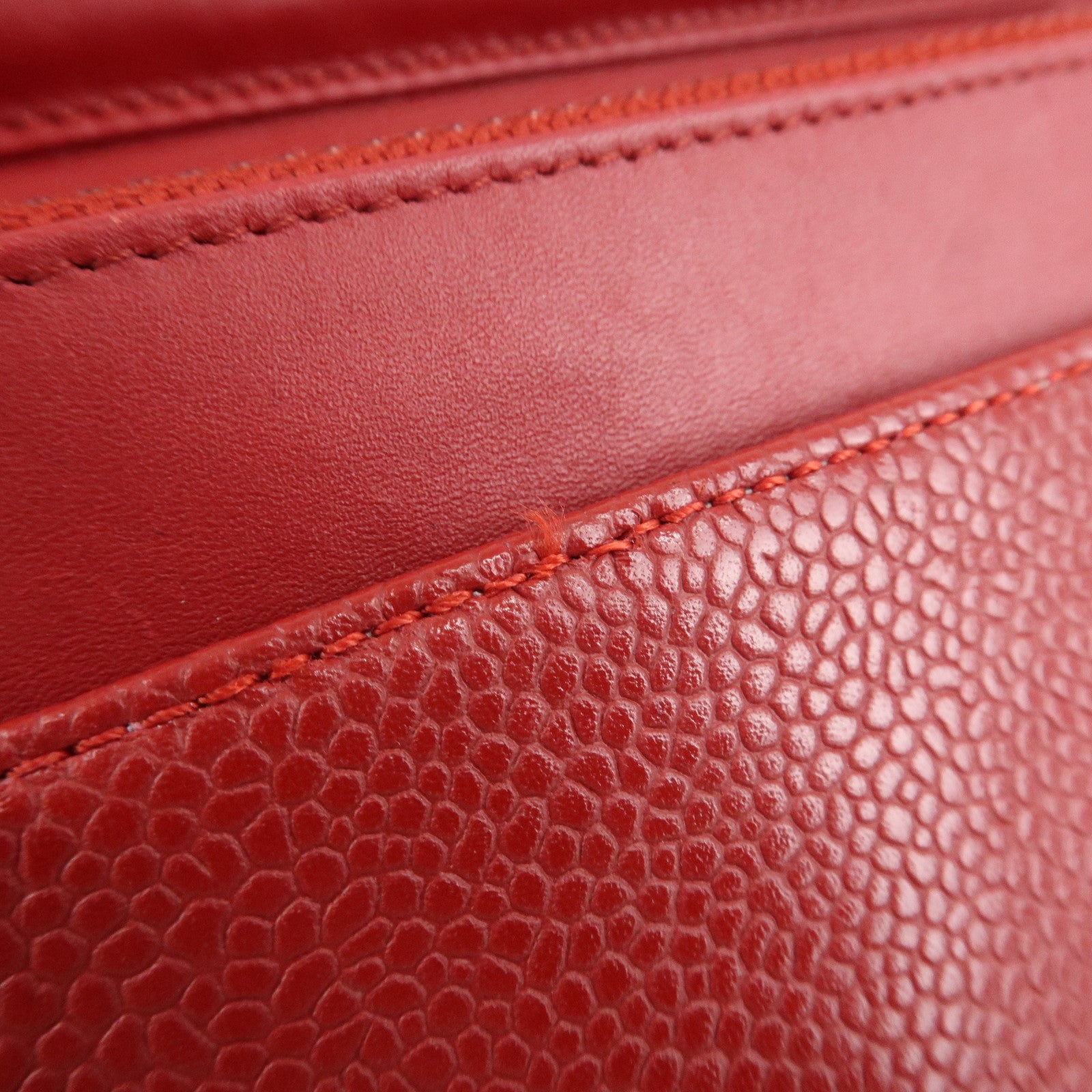 CHANEL COCO Mark Caviarskin Chain Shoulder Bag Wallet Red A48654
