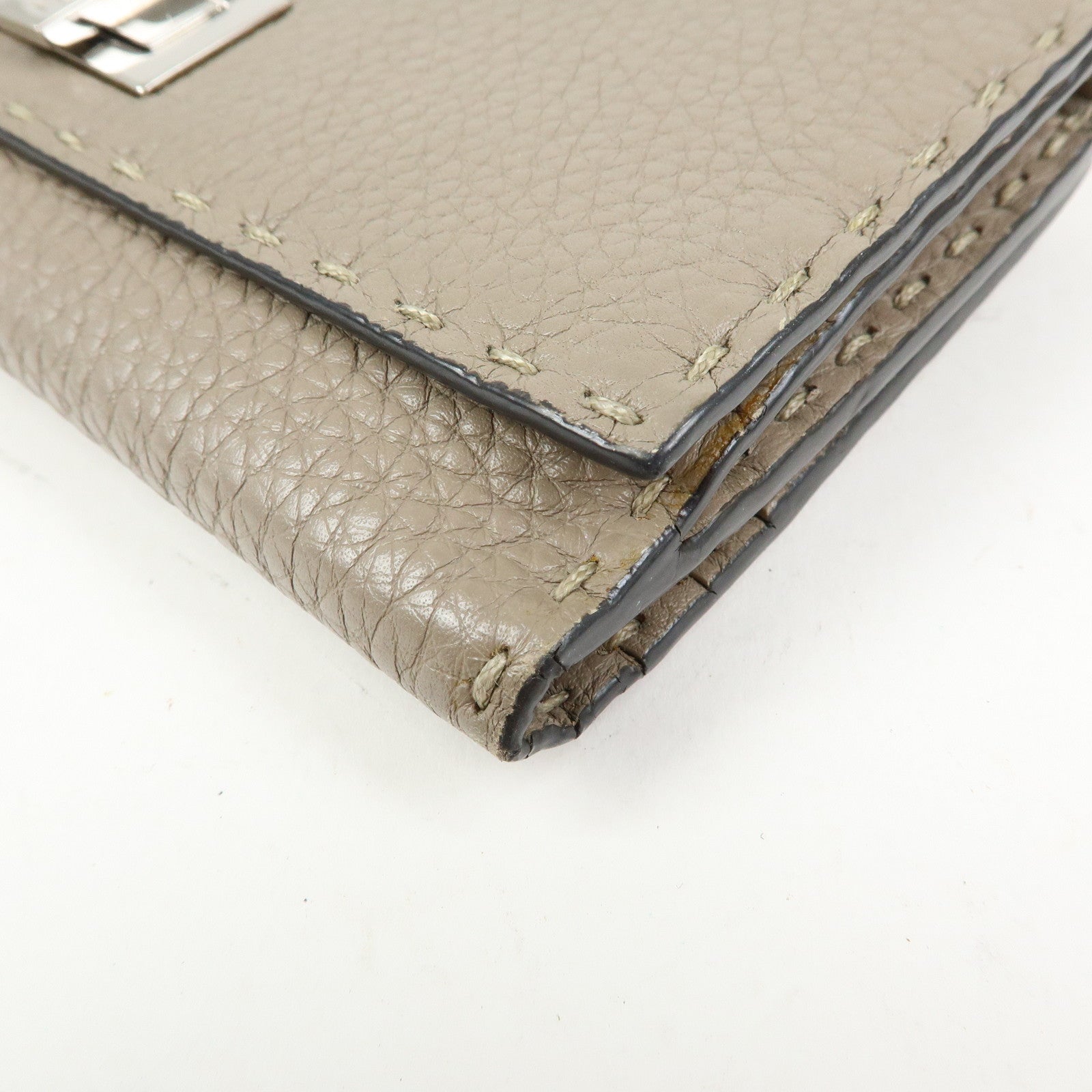 FENDI Seleria Peekaboo Leather Continental Wallet Grey 8M0308