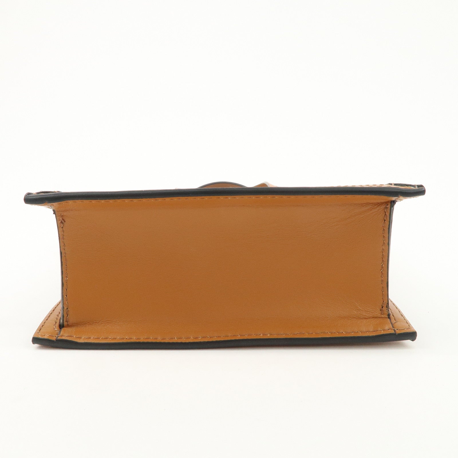 GIANNI VERSACE Leather Denim 2Way Hand Bag Shoulder Bag Blue Brown Used